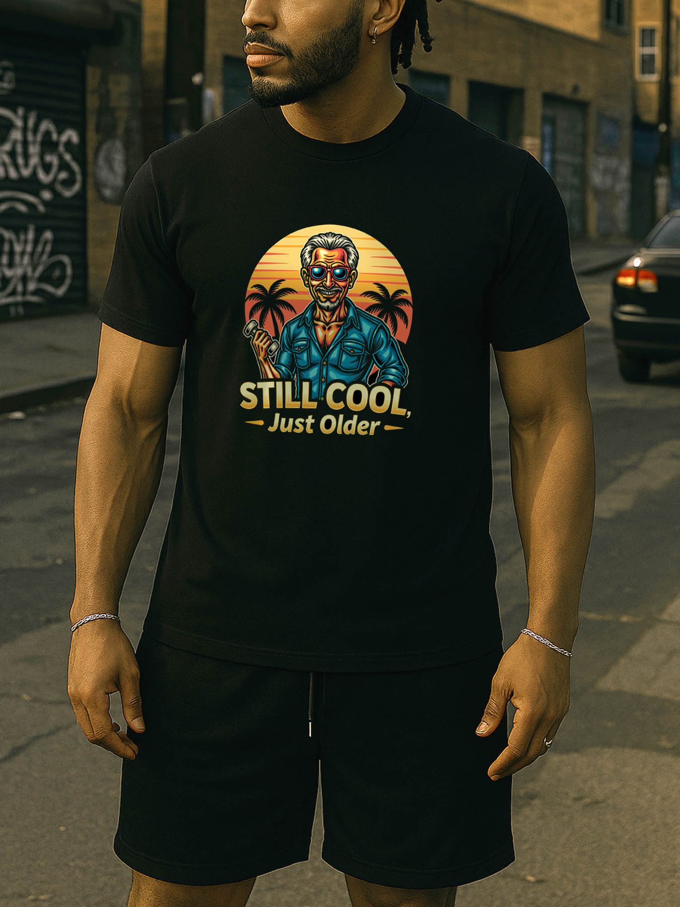 RTTMALL Caribbean Island Beach Print Cotton Men's Casual Summer T-Shirt