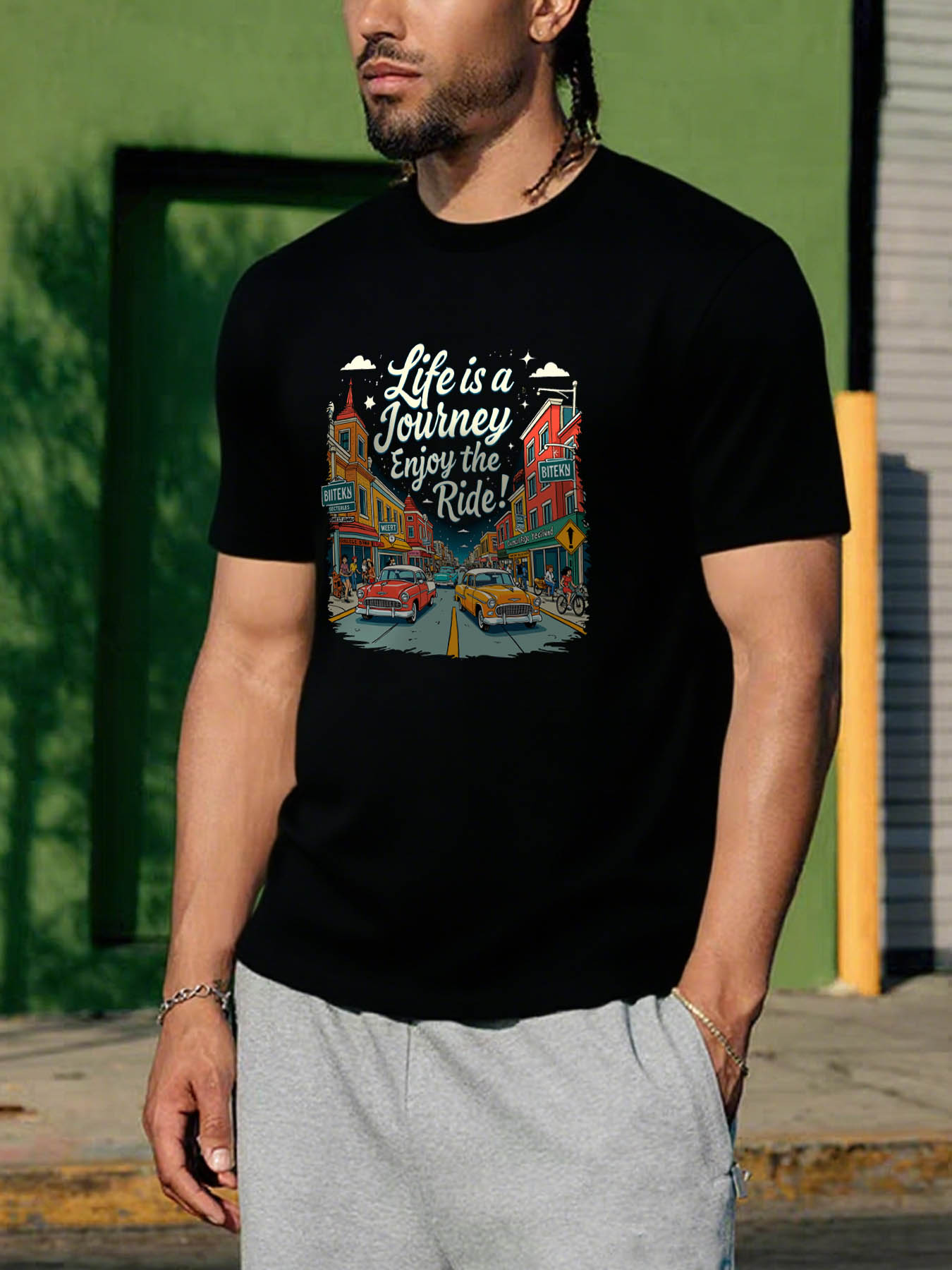 RTTMALL Caribbean Island Beach Casual Cotton Printed Graphic T-Shirts for Men