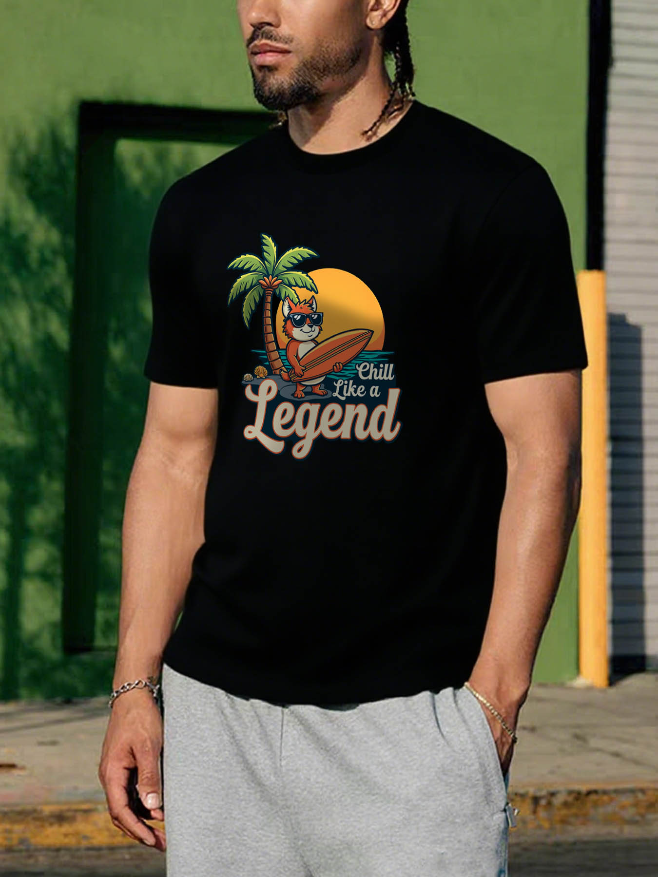 Men's 100% Cotton Crew Neck T-Shirts, Breathable Machine Washable Casual RTTMALL Caribbean Island Beach Printed Graphic Tees