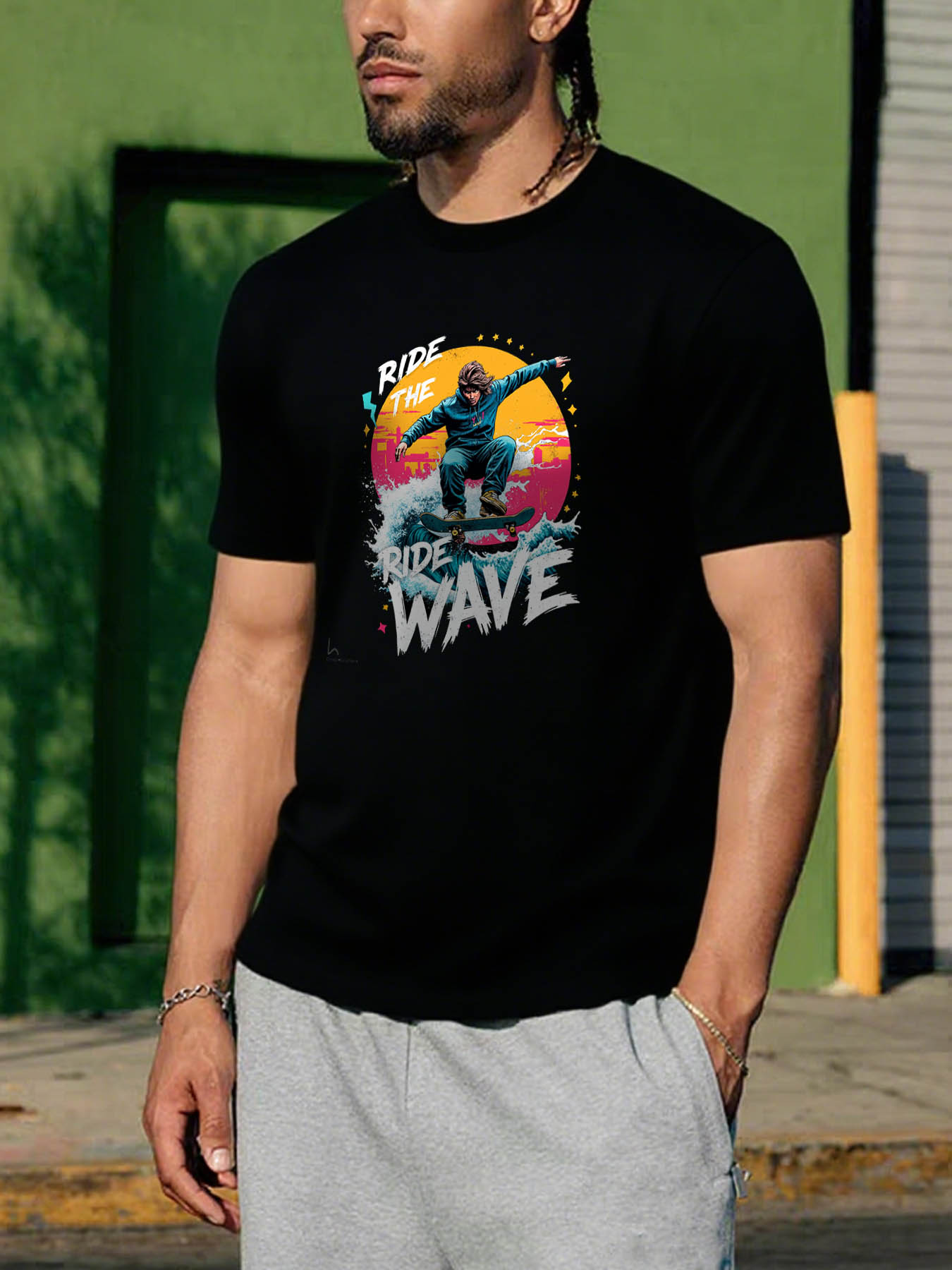 Men's RTTMALL Printed Cotton T-Shirts, Casual Caribbean Island Beach Summer Short Sleeve Tees