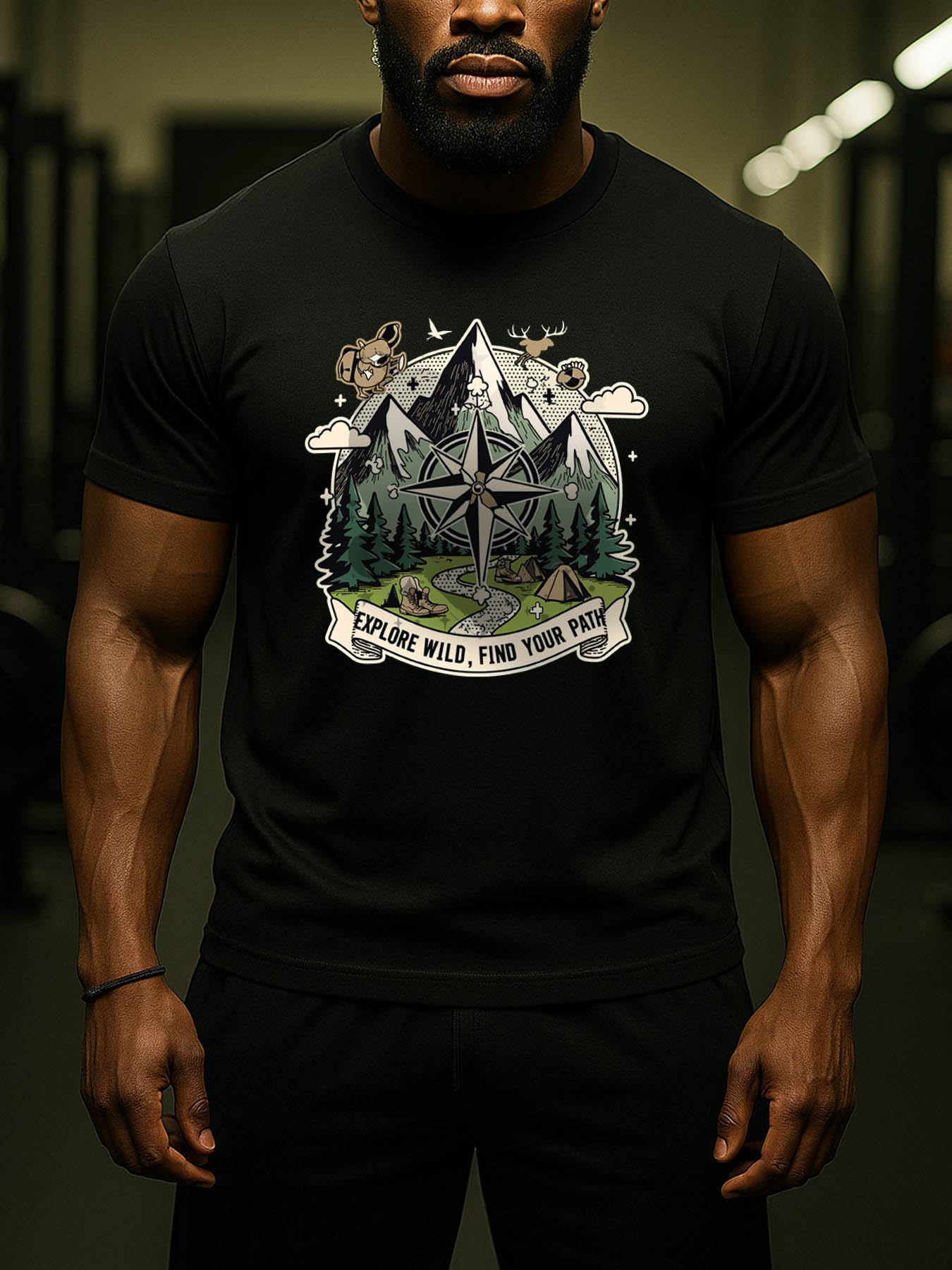 Men's Casual RTTMALL Printed Cotton T-Shirts, Caribbean Beach Island Summer Crewneck Tees for Outdoor Hiking & Golf Adventures