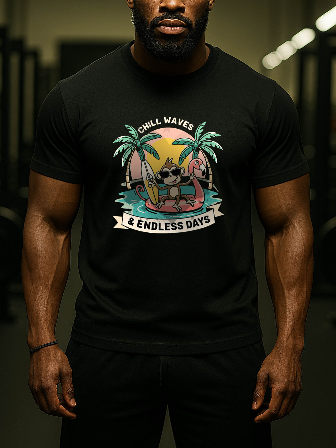 RTTMALL Caribbean Island Beach Printed Casual Cotton T-Shirts for Men