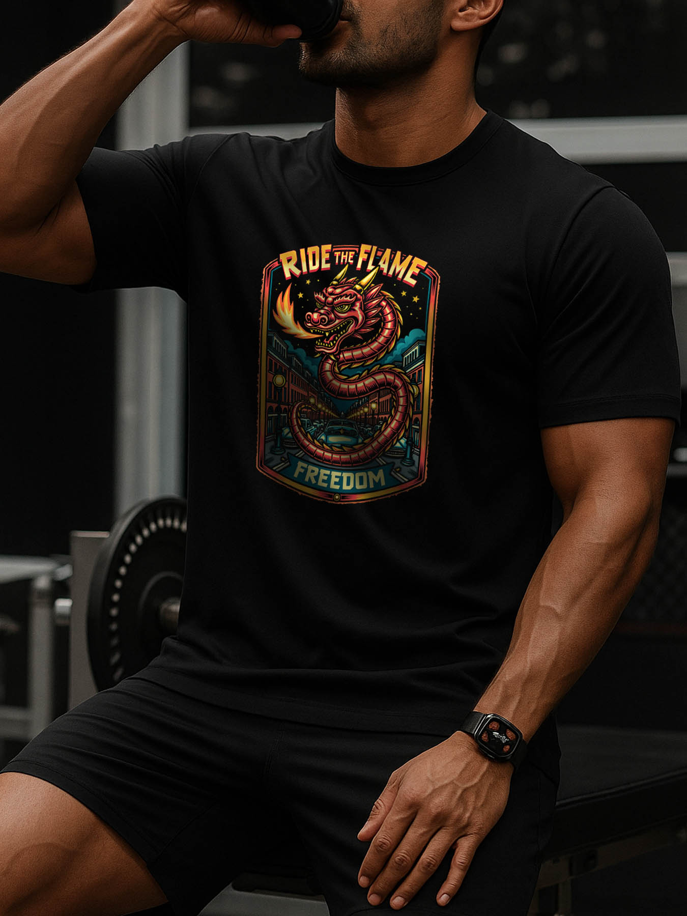 RTTMALL Caribbean Beach Island Printed Cotton Casual Summer T-Shirt for Men