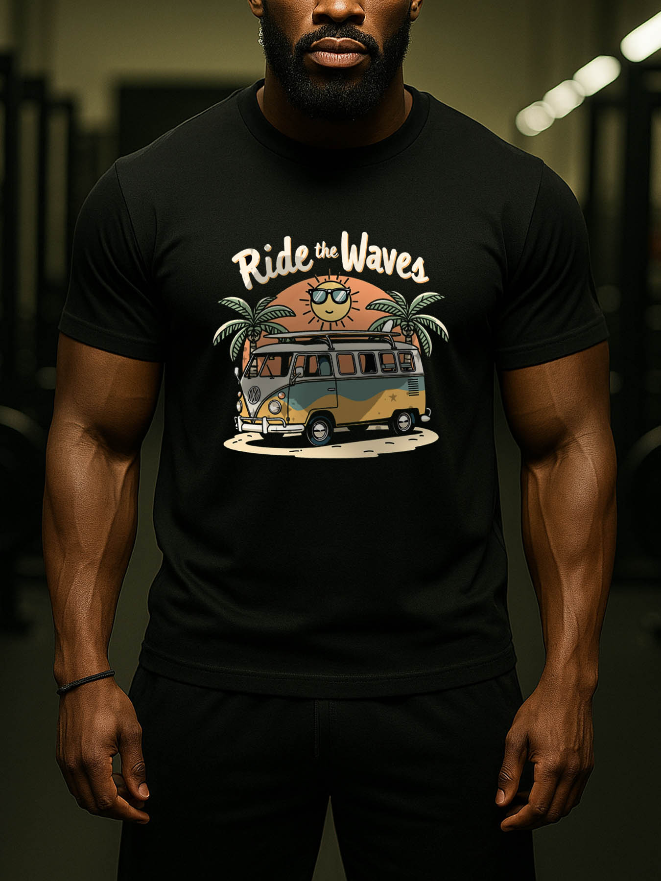 RTTMALL Carribbean Island Beach Print Men's 100% Cotton Casual Tee, Soft Breathable Machine Washable Summer Vacation T-Shirt