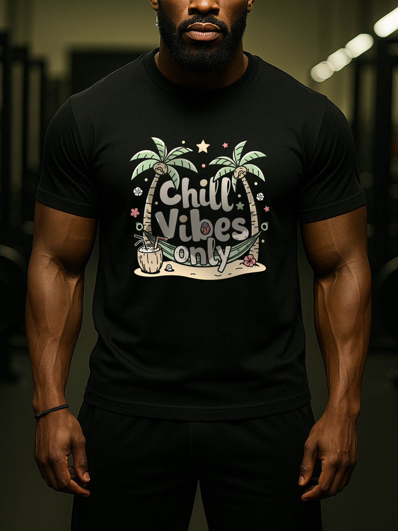 Men's 100% Cotton RTTMALL Printed T-Shirt, Casual Beach Island Caribbean Summer Tee