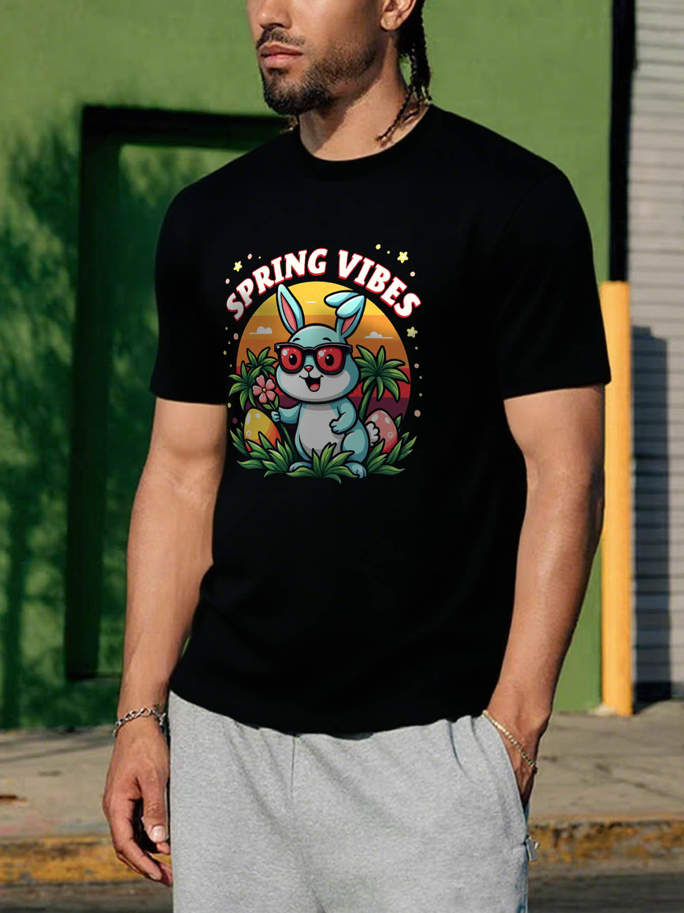 Men's 100% Cotton RTTMALL Printed T-Shirt, Casual Beach Caribbean Island Summer Short Sleeve Tee for Travel & Outdoor