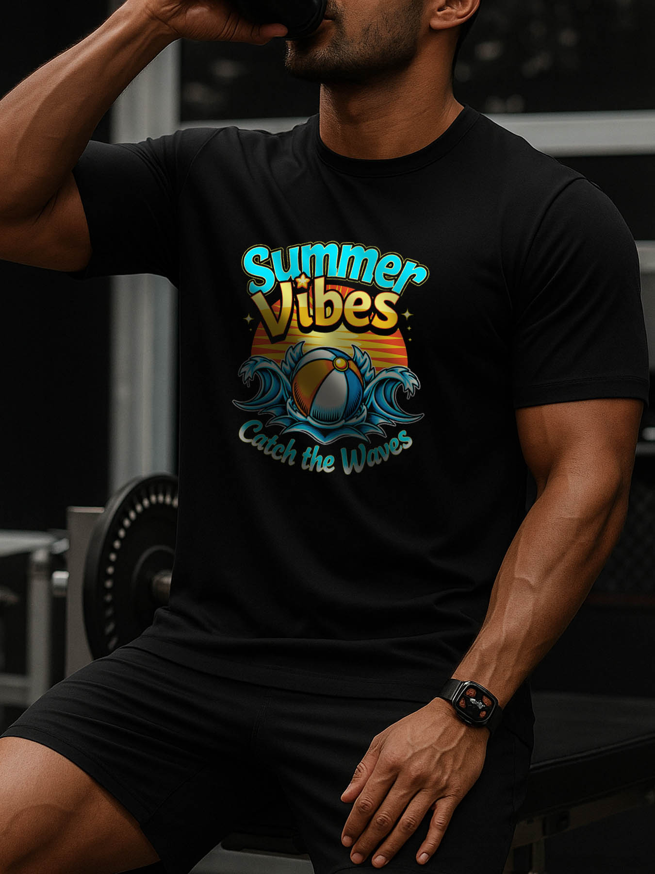 RTTMALL Caribbean Island Beach Casual Printed Cotton T-Shirts for Men, Breathable Quick-Dry Graphic Tees