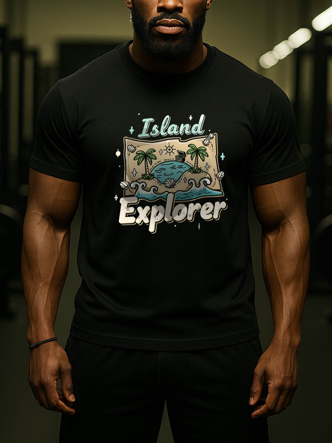 RTTMALL Caribbean Beach Island Printed Cotton T-Shirts for Men Casual Summer Vacation Graphic Tees