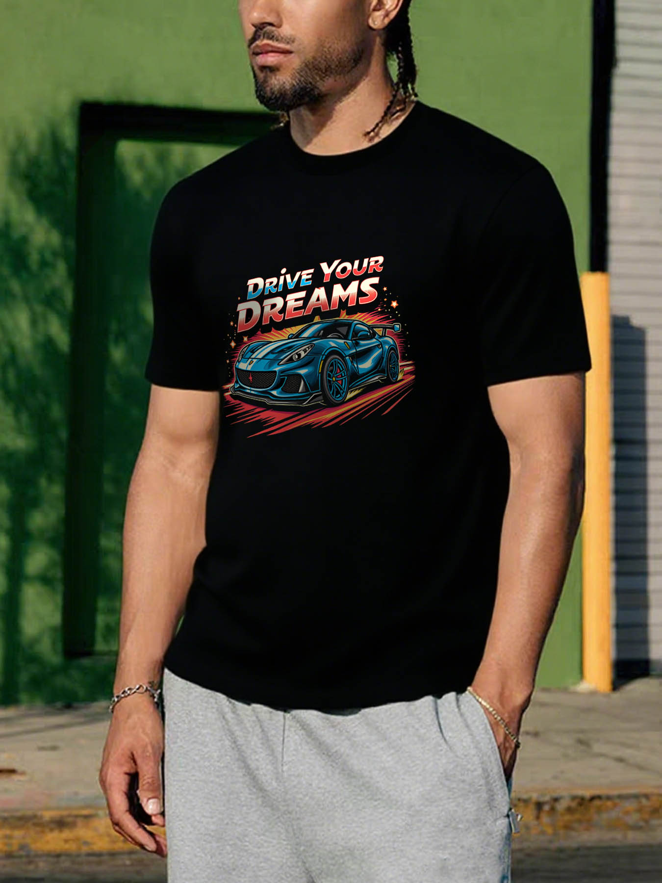 RTTMALL Men's Cotton Printed T-Shirts, Caribbean Island Beach Summer Casual Crewneck Tees for Workout Gym Running Basketball