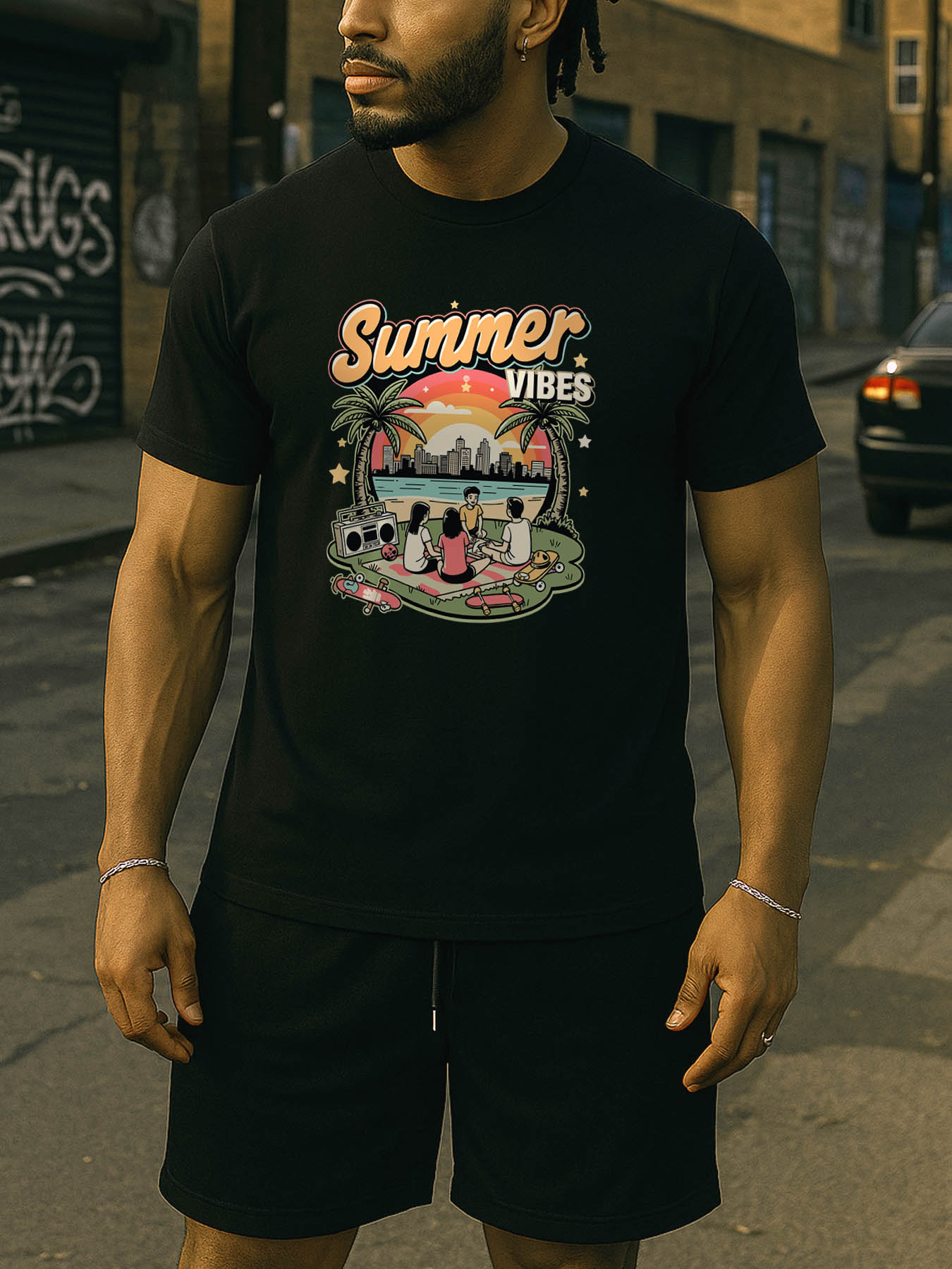 RTTMALL Caribbean Island Beach Print Casual Cotton Mens Summer T-Shirt