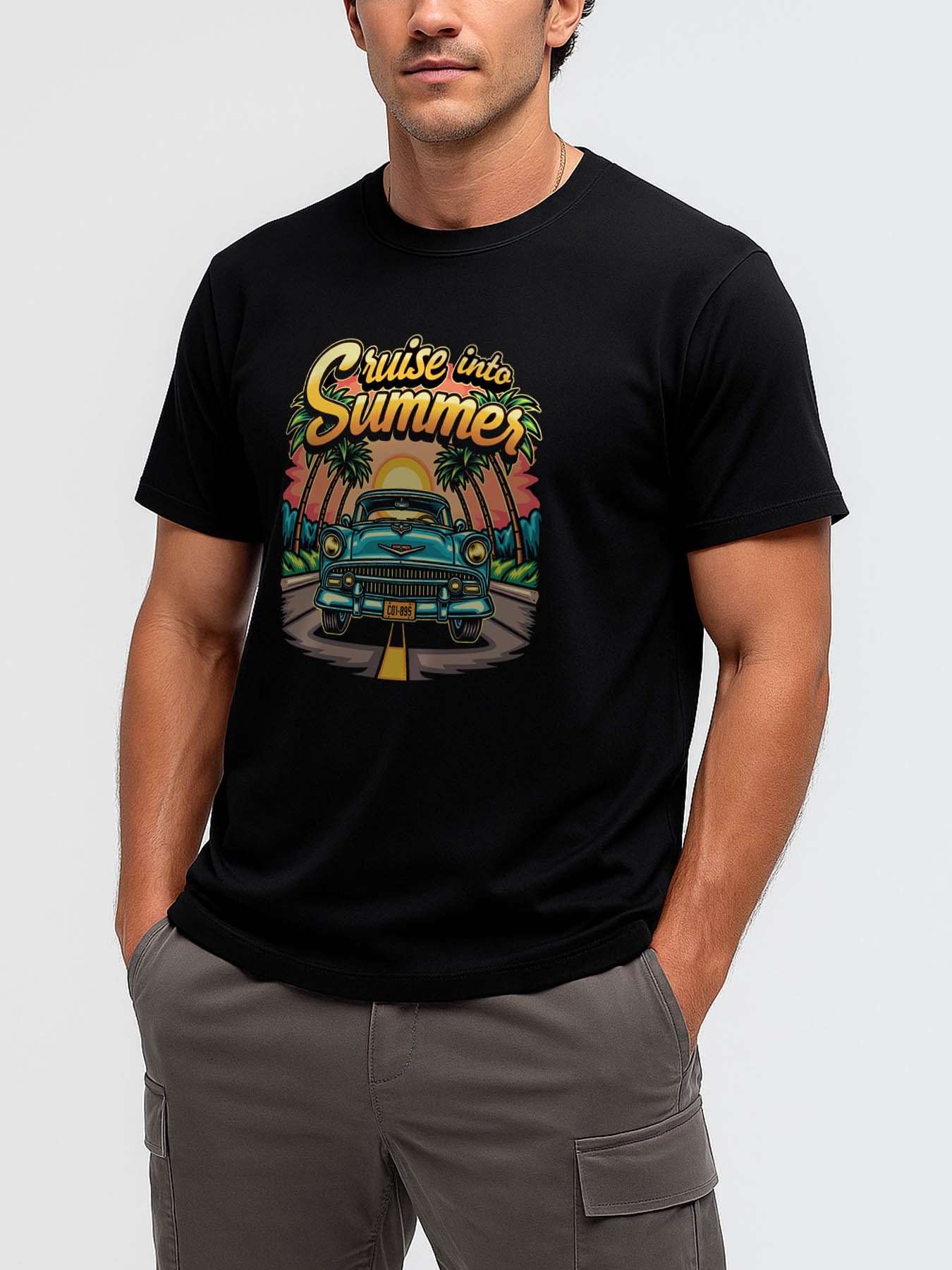 RTTMALL Caribbean Island Vacation Casual Printed Cotton T-Shirts for Men Beach Summer Graphic Tees