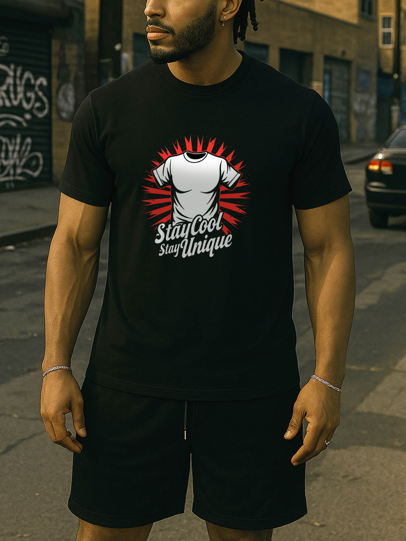 RTTMALL Caribbean Island Beach Casual Printed Cotton Men's Summer T-Shirt