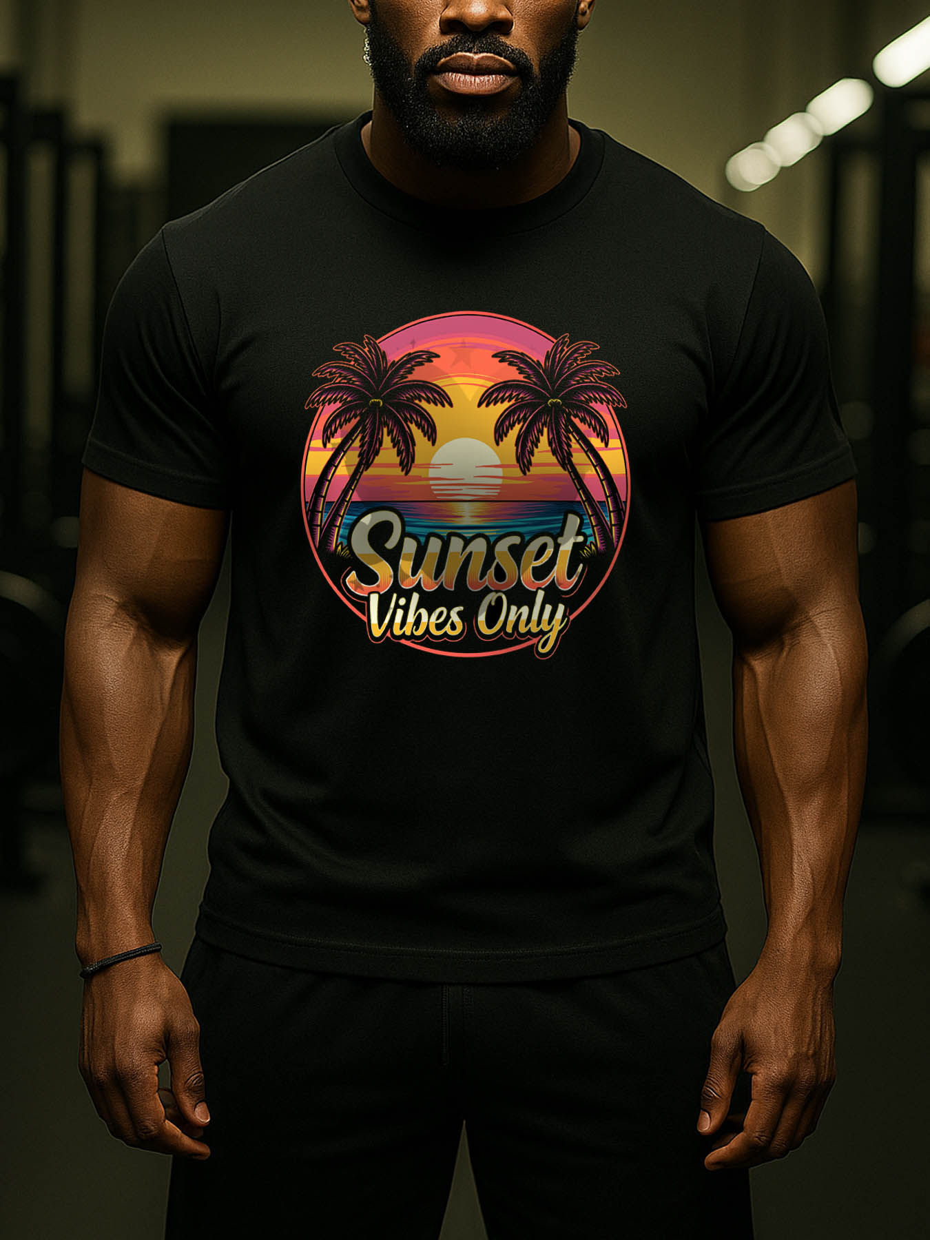 Men's 100% Cotton RTTMALL Printed T-Shirt, Casual Beach Summer Tee with Palm Trees Sunset Island Caribbean Prints, Machine Washable Outdoor Golf Everyday Tops