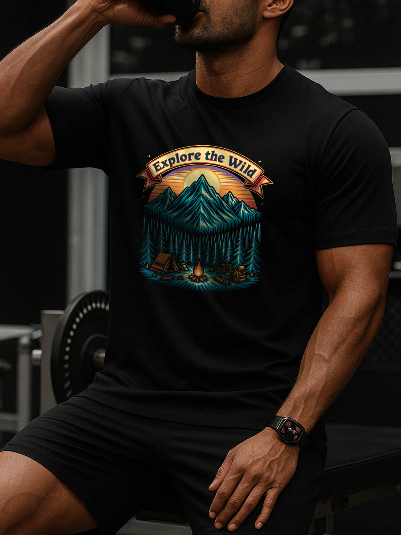 RTTMALL Caribbean Island Beach Print Casual Summer Cotton T-Shirts for Men