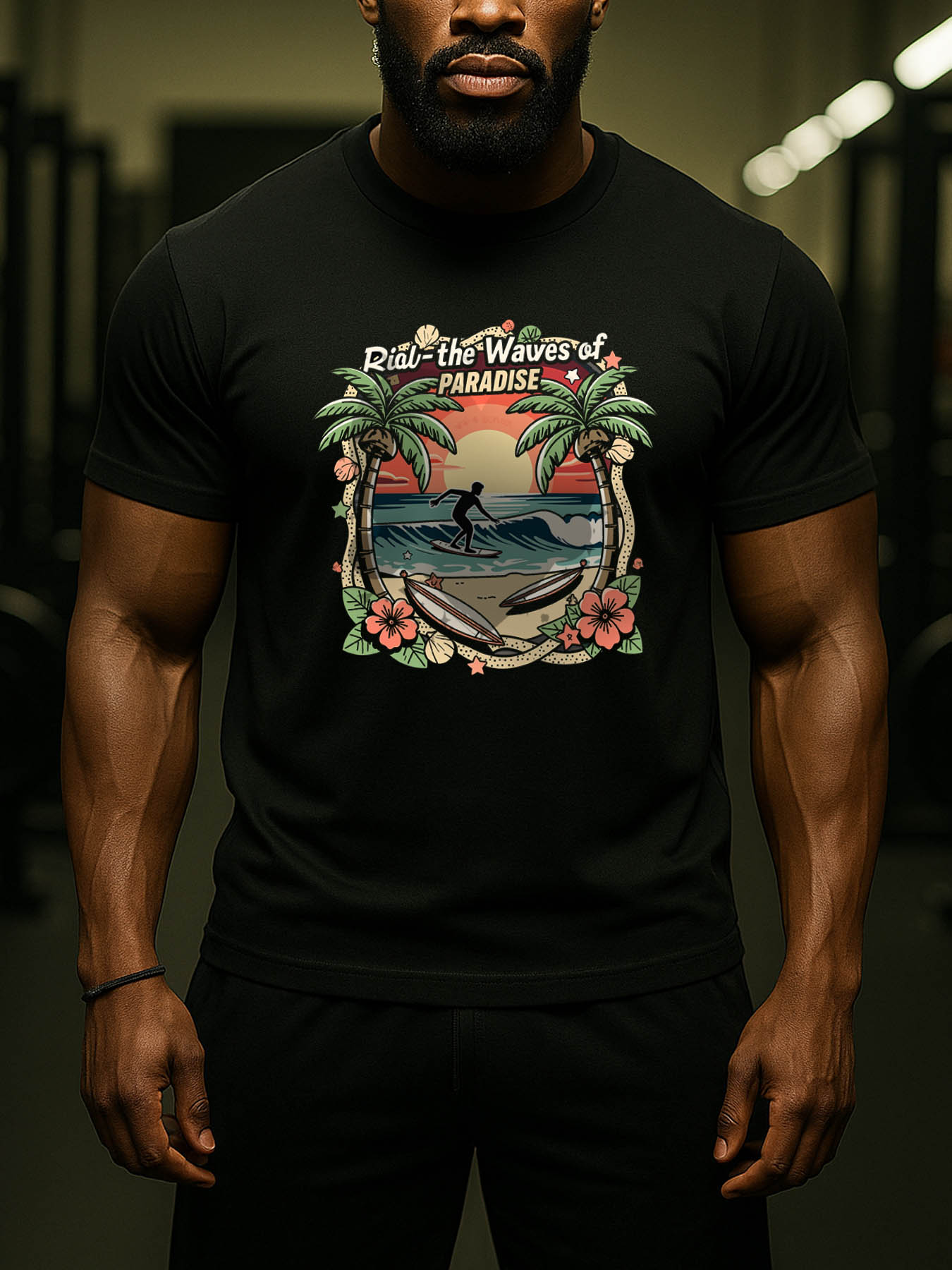 Men's 100% Cotton Printed T-Shirts, RTTMALL Caribbean Beach Vacation Casual Summer Tees with Palm Tree Island Prints, Machine Washable, Opaque Fabric