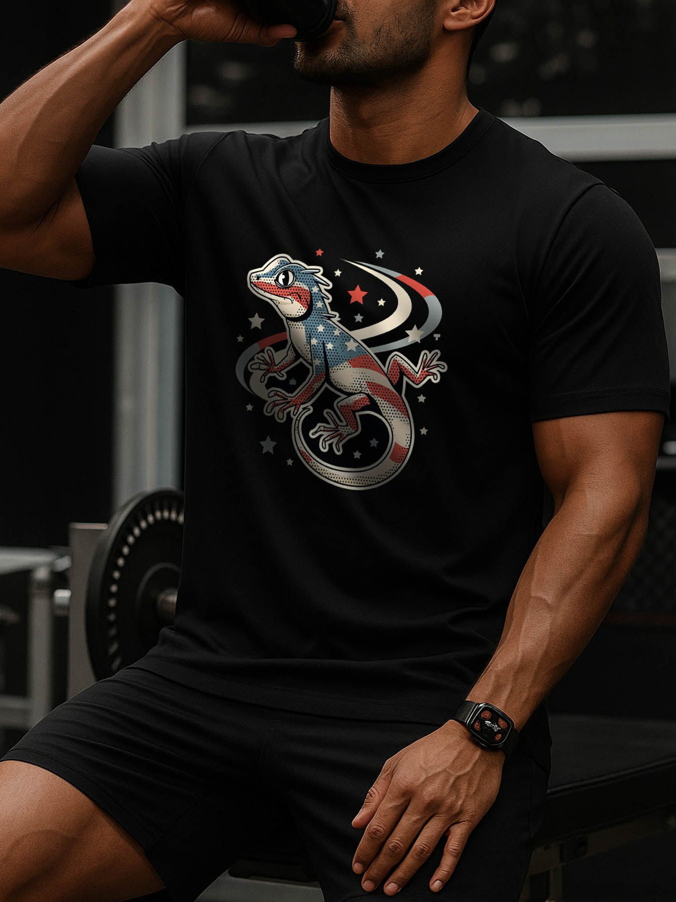 RTTMALL Caribbean Island Beach Printed Graphic Cotton T-Shirts for Men, Lizard Theme Summer Casual Tees