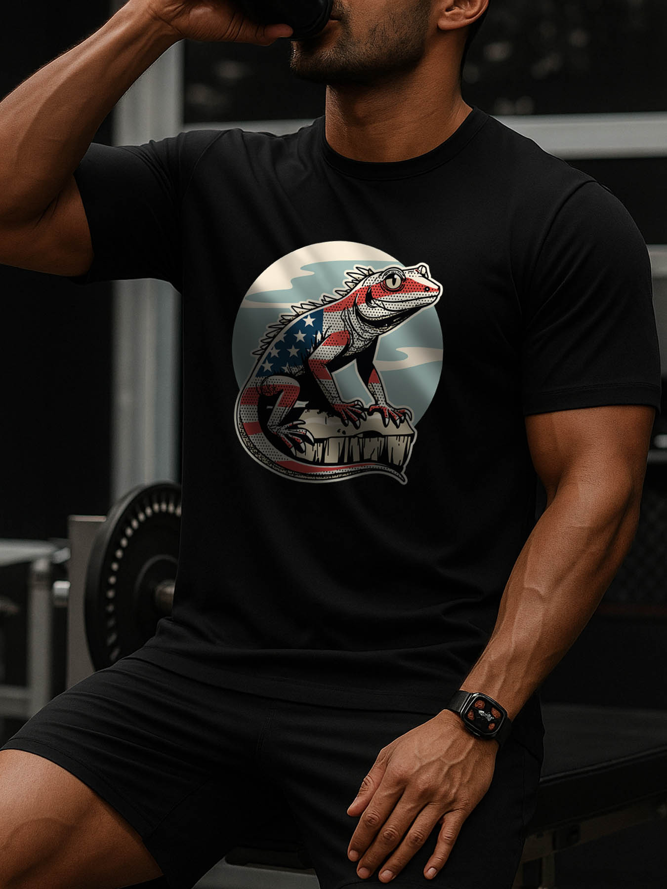 RTTMALL Caribbean Island Beach Printed Graphic Cotton T-Shirts for Men, Lizard Theme Summer Casual Tees