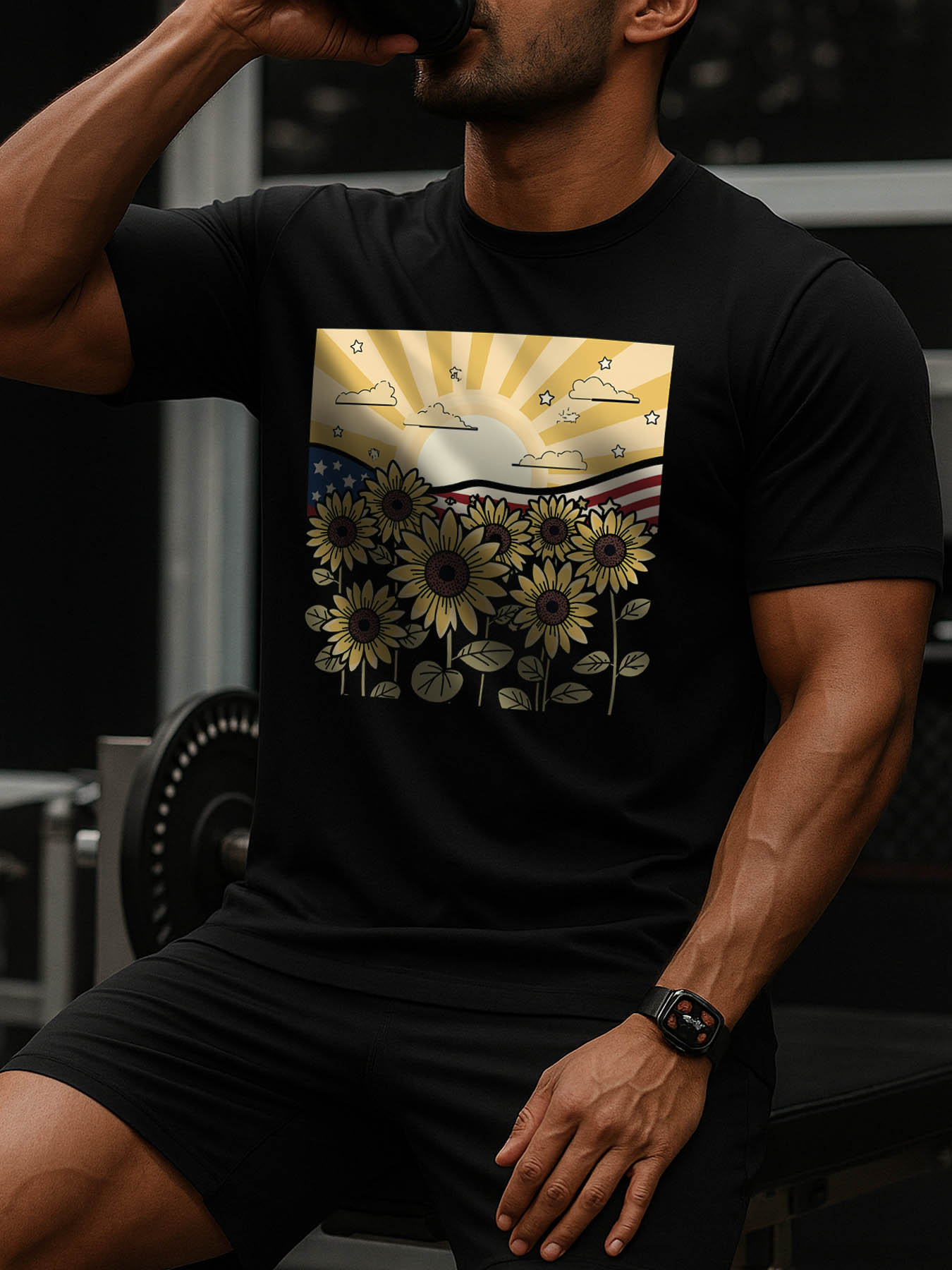 RTTMALL Caribbean Island Beach Print Cotton Mens Casual T-Shirt