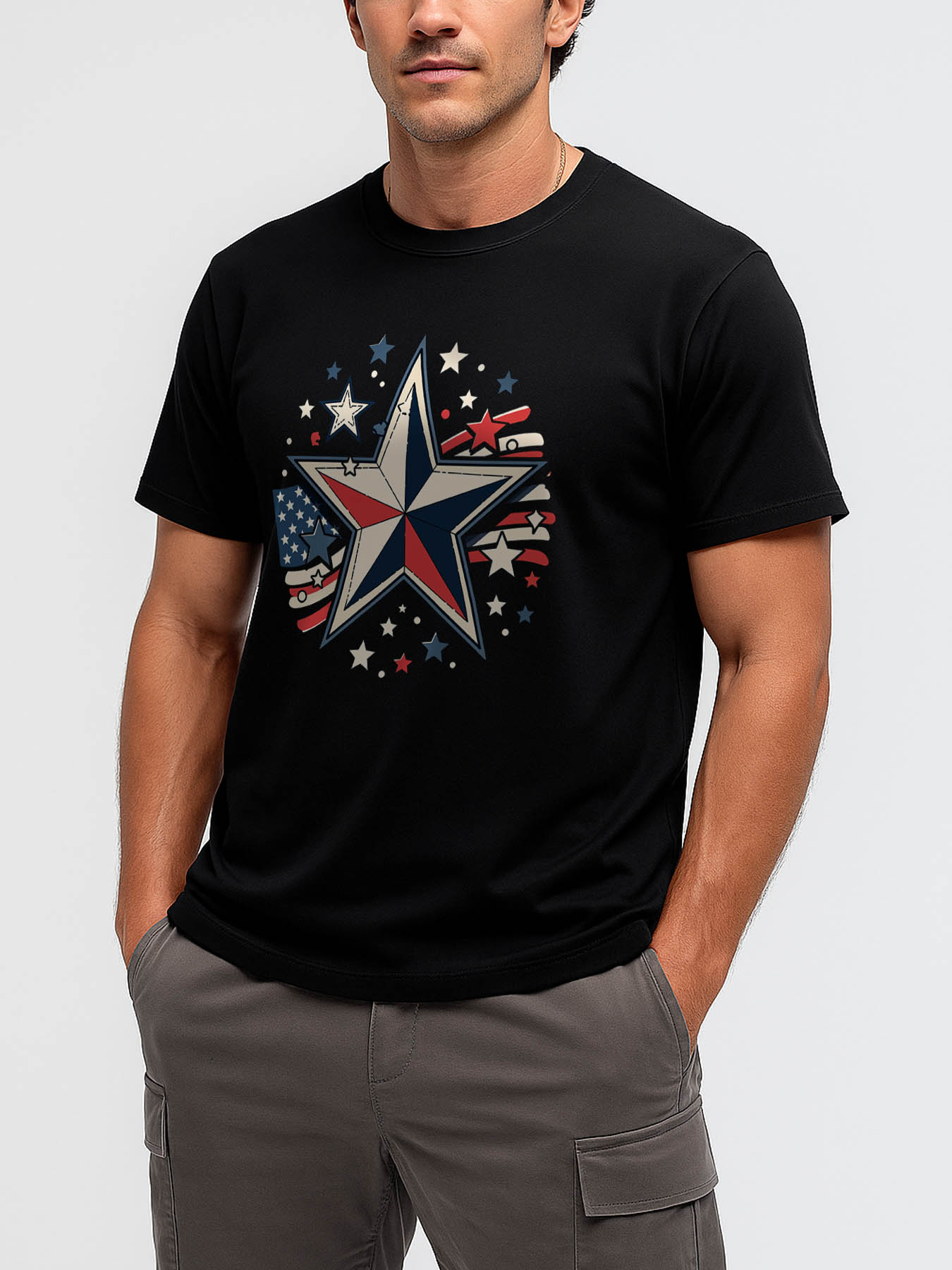 RTTMALL Caribbean Island Beach Casual Printed Cotton T-Shirts for Men with Star Pattern Prints