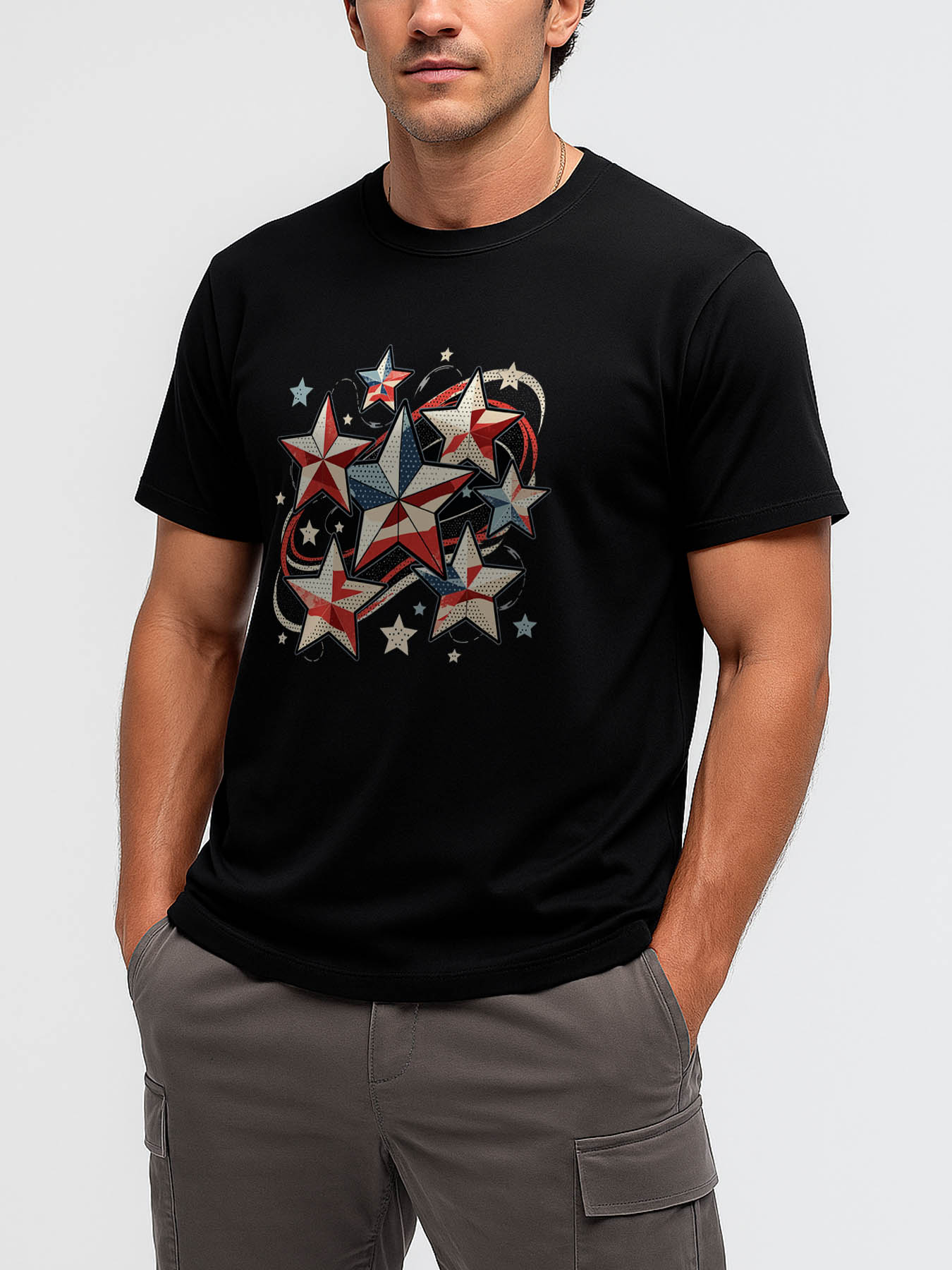 RTTMALL Caribbean Island Beach Casual Printed Cotton T-Shirts for Men with Star Pattern Prints