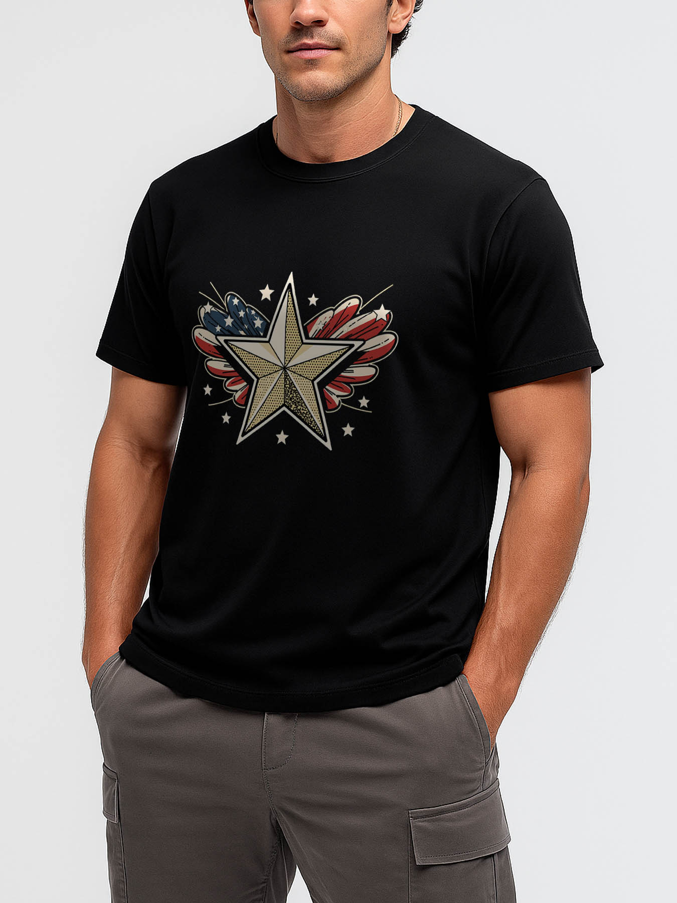 RTTMALL Caribbean Island Beach Casual Printed Cotton T-Shirts for Men with Star Pattern Prints