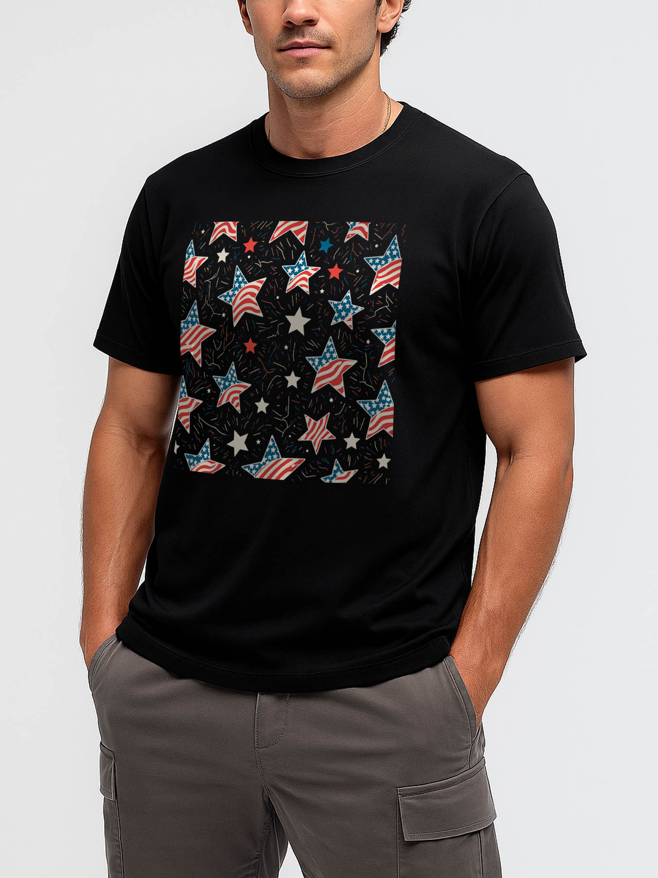 RTTMALL Caribbean Island Beach Casual Printed Cotton T-Shirts for Men with Star Pattern Prints
