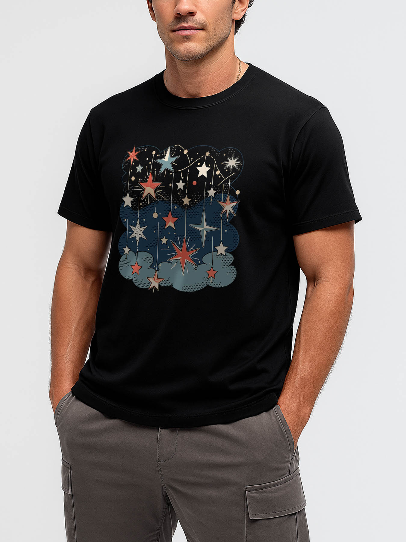 RTTMALL Caribbean Island Beach Casual Printed Cotton T-Shirts for Men with Star Pattern Prints