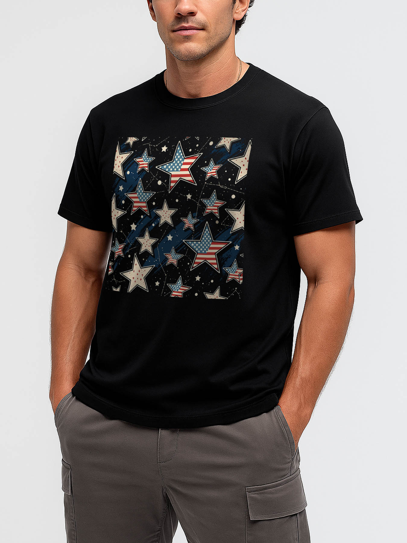 RTTMALL Caribbean Island Beach Casual Printed Cotton T-Shirts for Men with Star Pattern Prints