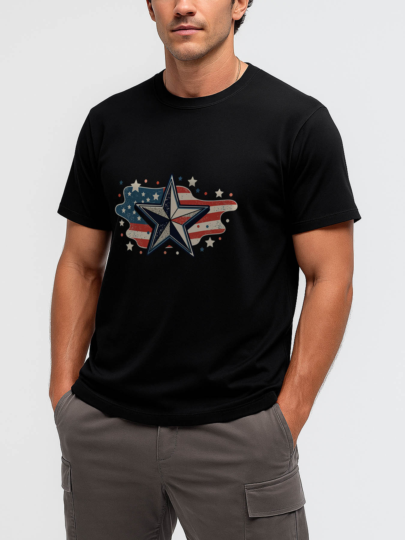 RTTMALL Caribbean Island Beach Casual Printed Cotton T-Shirts for Men with Star Pattern Prints