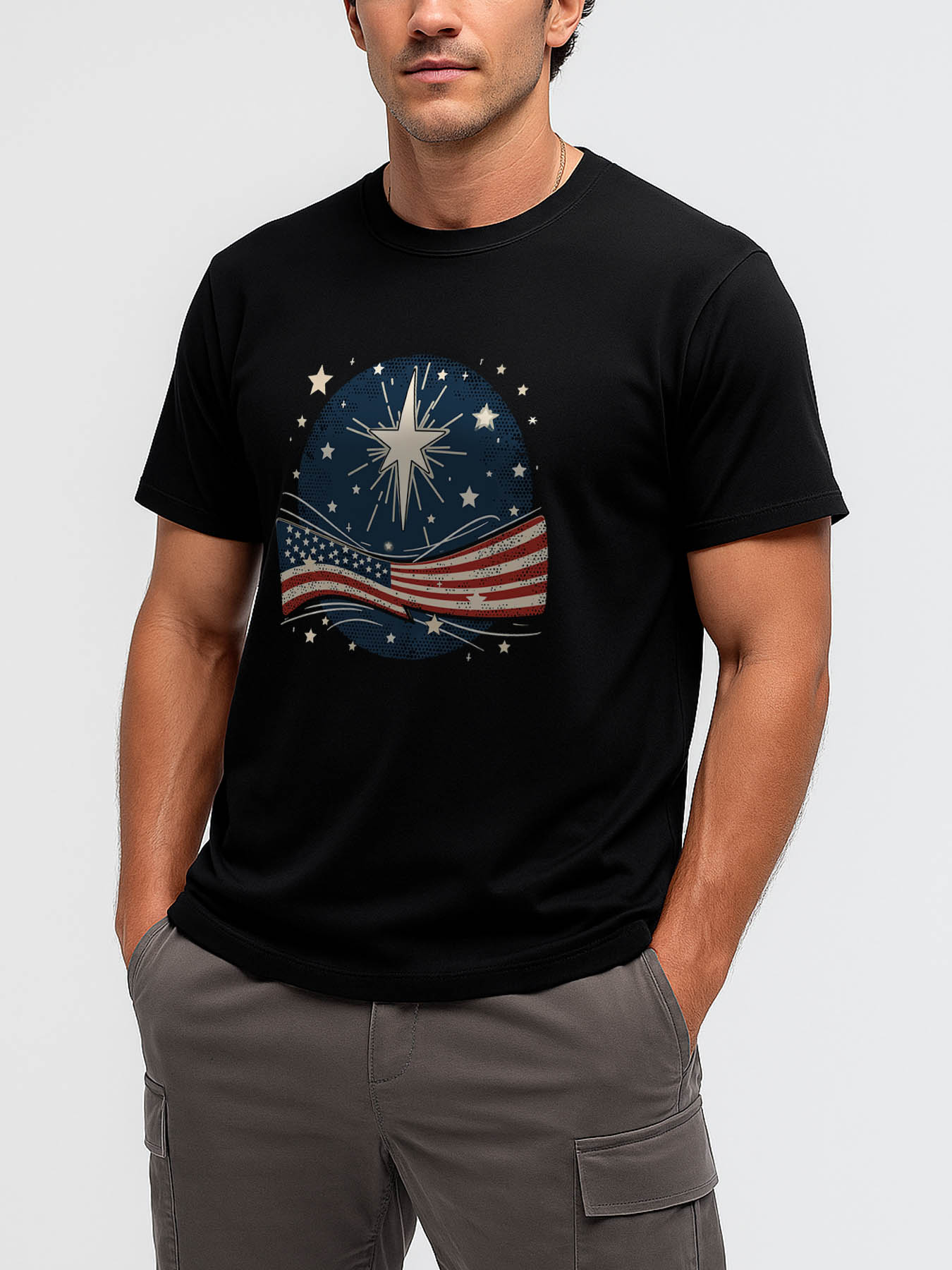 RTTMALL Caribbean Island Beach Casual Printed Cotton T-Shirts for Men with Star Pattern Prints