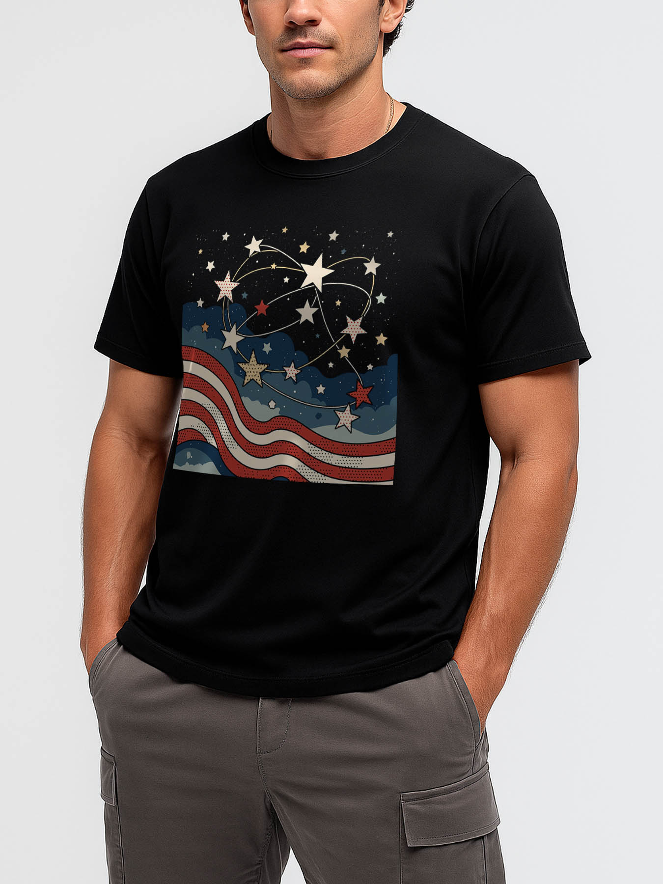 RTTMALL Caribbean Island Beach Casual Printed Cotton T-Shirts for Men with Star Pattern Prints