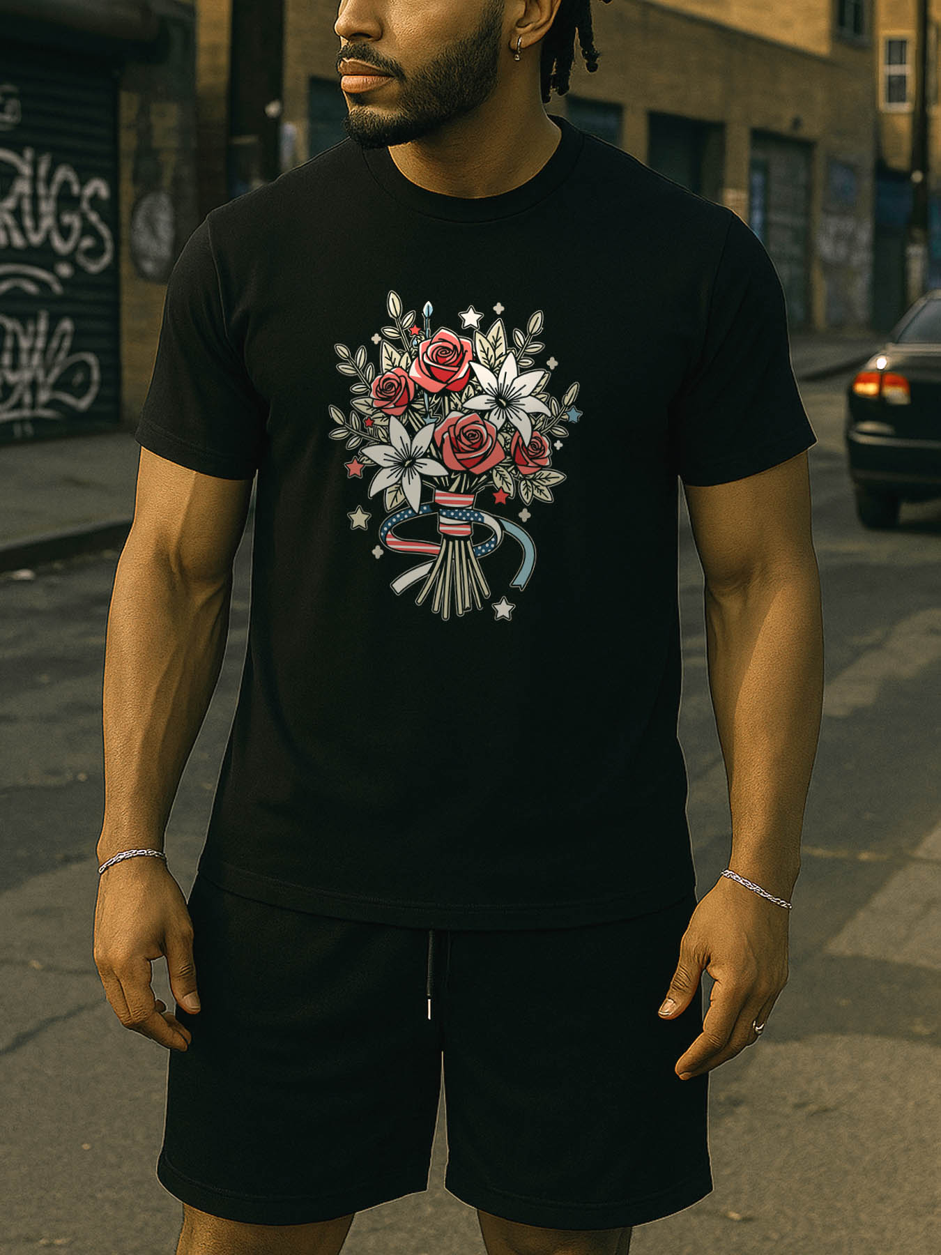 RTTMALL Caribbean Island Beach Printed Cotton T-Shirts for Men with Vibrant Floral Summer Design