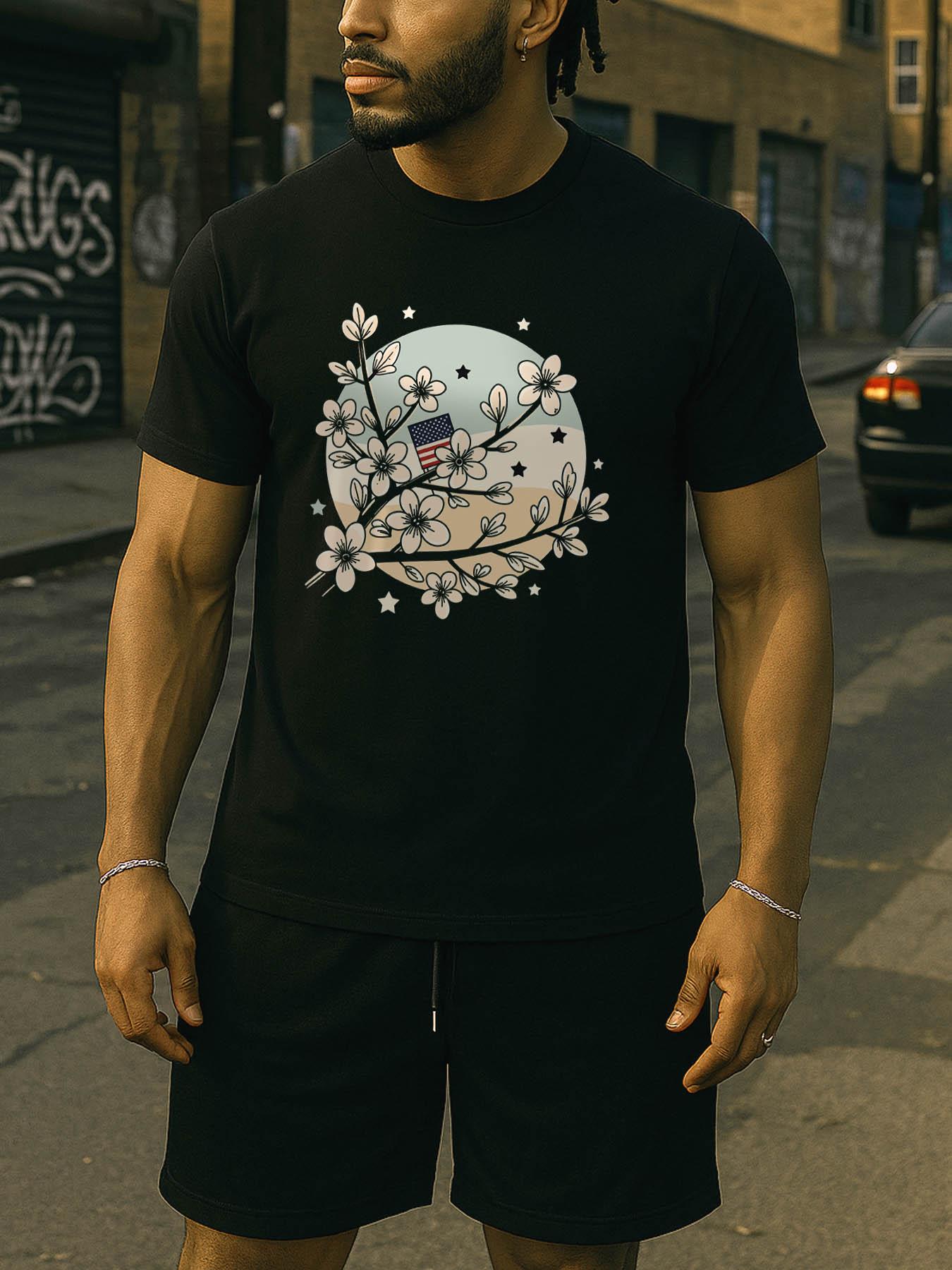 RTTMALL Caribbean Island Beach Print Casual Cotton T-Shirt for Summer Vacation