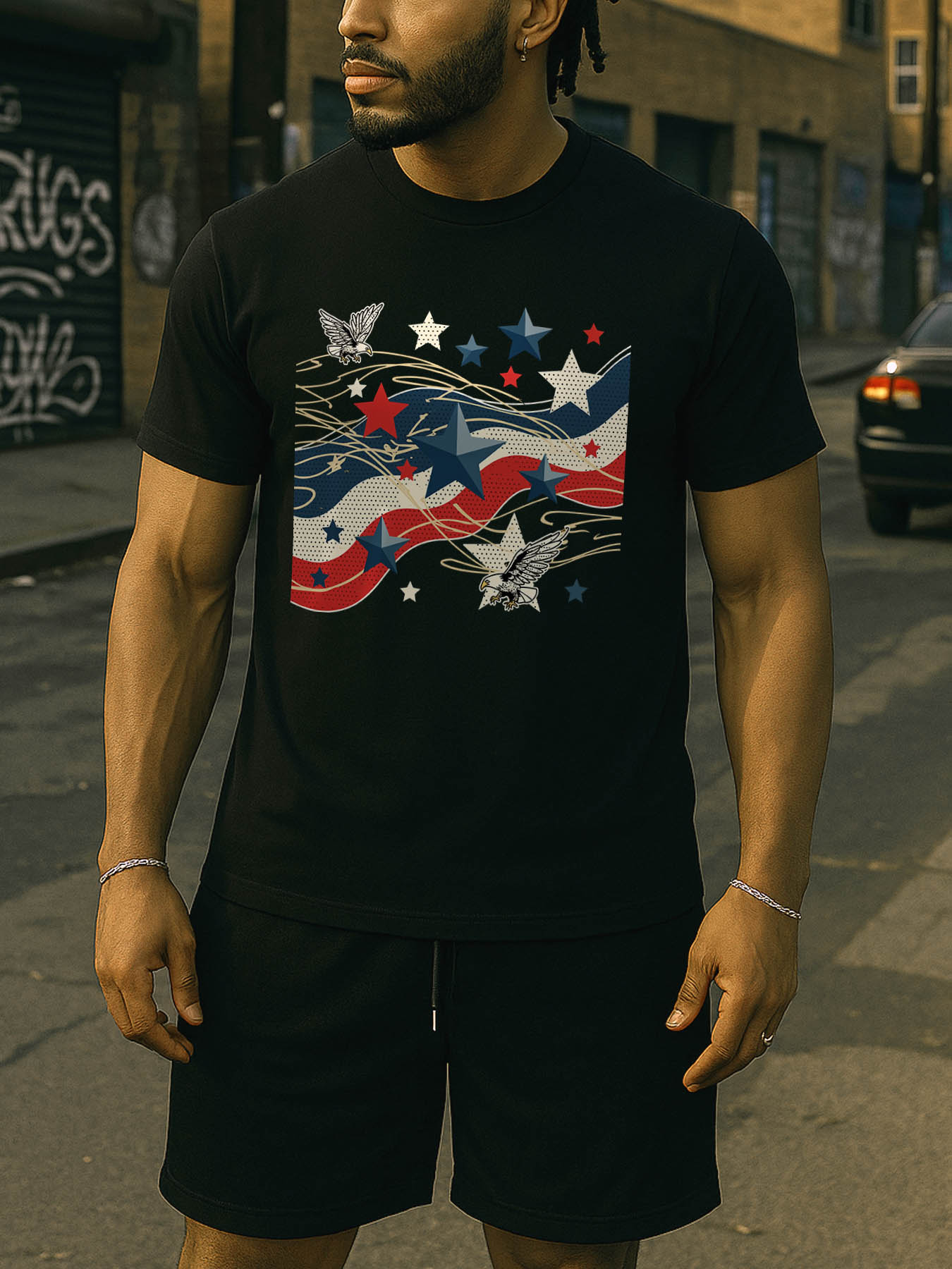 RTTMALL Caribbean Island Beach Summer Casual Printed Cotton T-Shirt