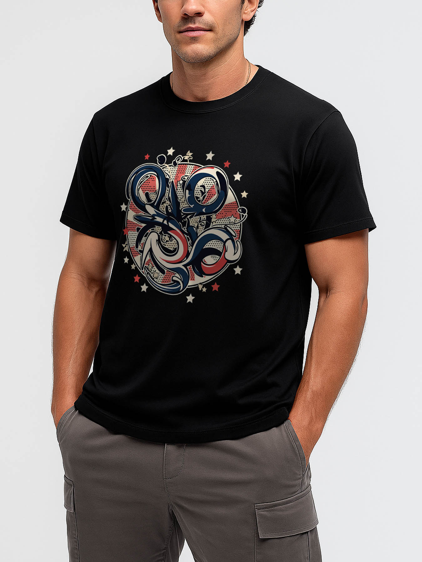 RTTMALL Caribbean Island Beach Casual Printed Cotton Men's T-Shirt with Summer Palm Leaf & Floral Prints