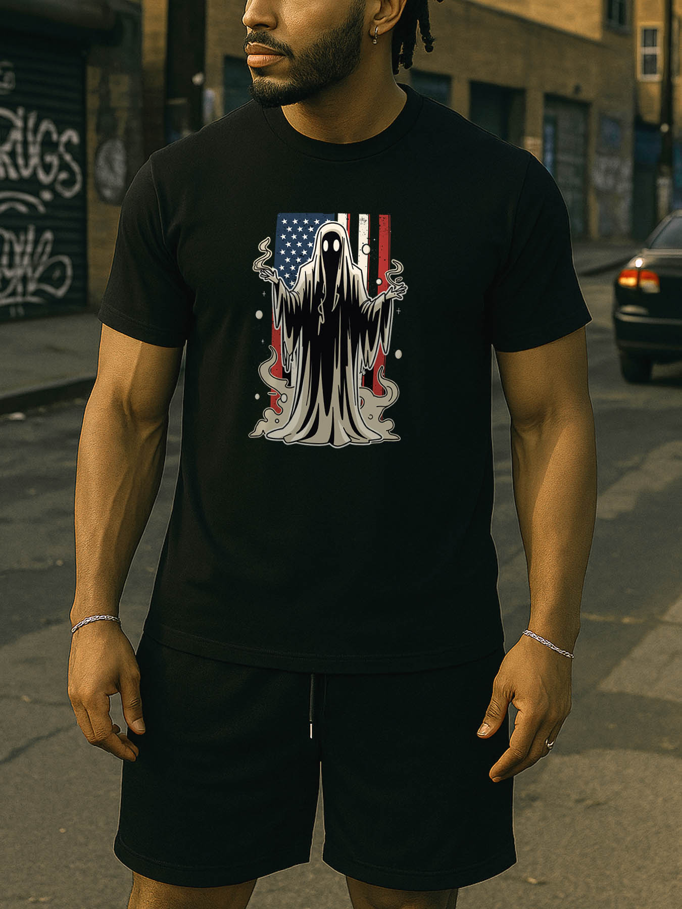 RTTMALL Caribbean Island Beach Print Cotton T-Shirt, Casual Summer Palm Tree Sunset Graphic Tee for Men