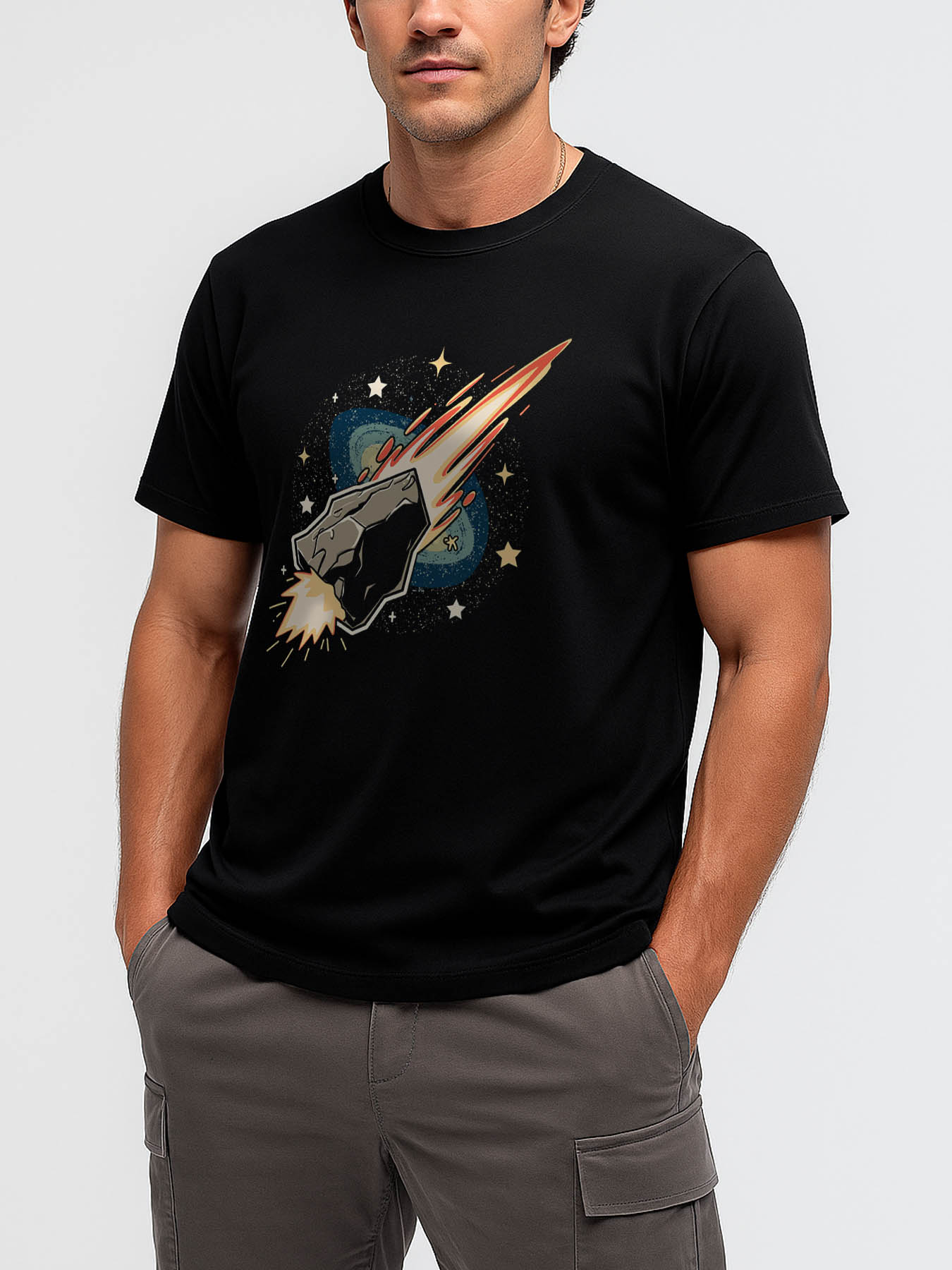 Men's 100% Cotton RTTMALL Anchor Printed T-Shirt, Caribbean Island Beach Summer Casual Tee