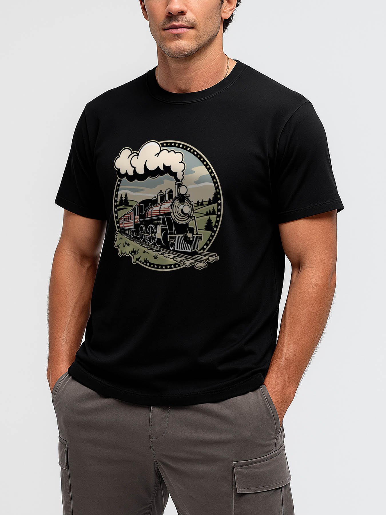 RTTMALL Caribbean Island Vacation Beach Casual Printed 100% Cotton Graphic Tees with Vintage Radio & American Spirit & US Flag Designs for Men