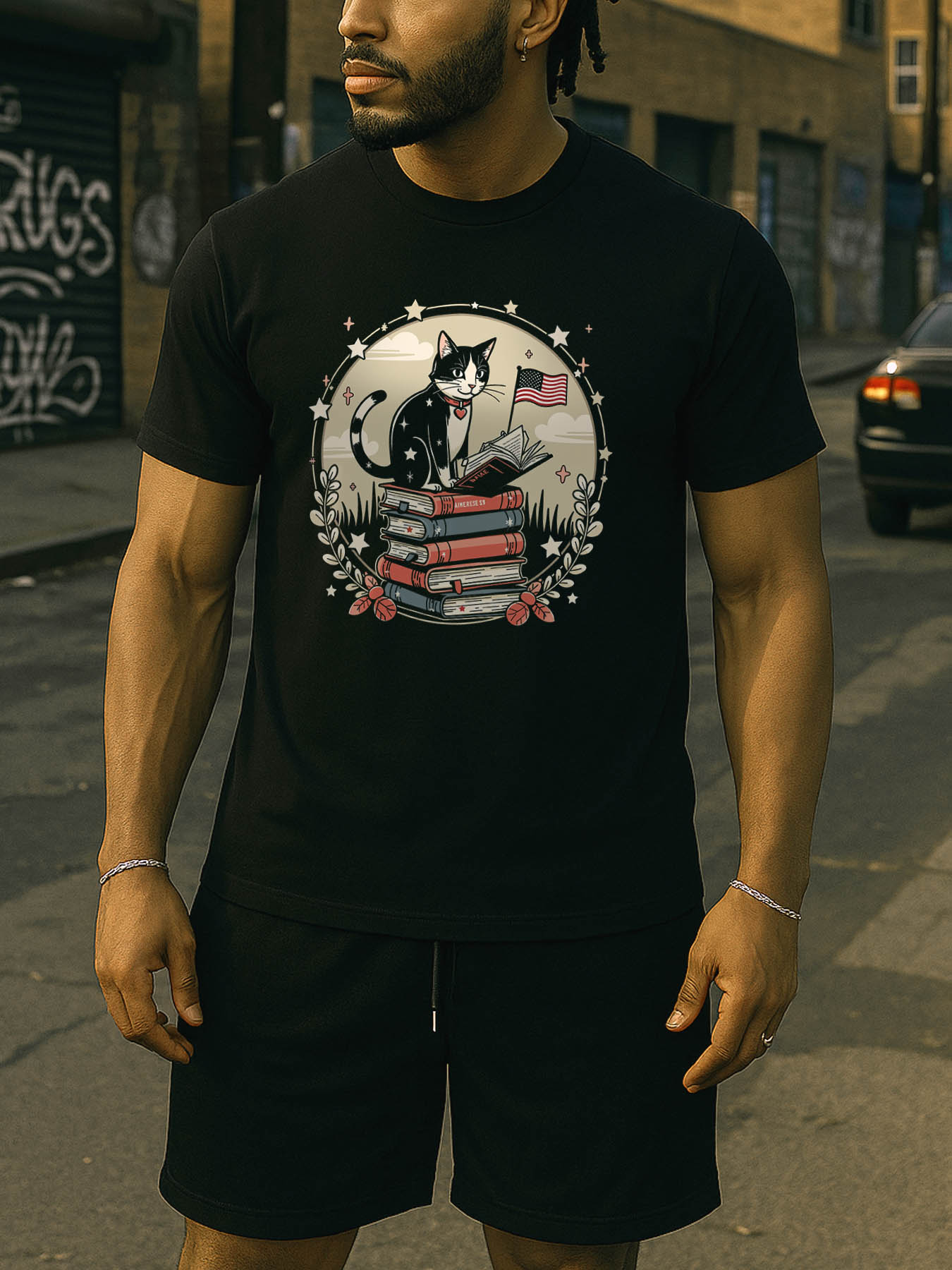 RTTMALL Caribbean Vacation Printed Cotton T-Shirts for Men, Vintage Beach Island Palm Tree Casual Summer Tees