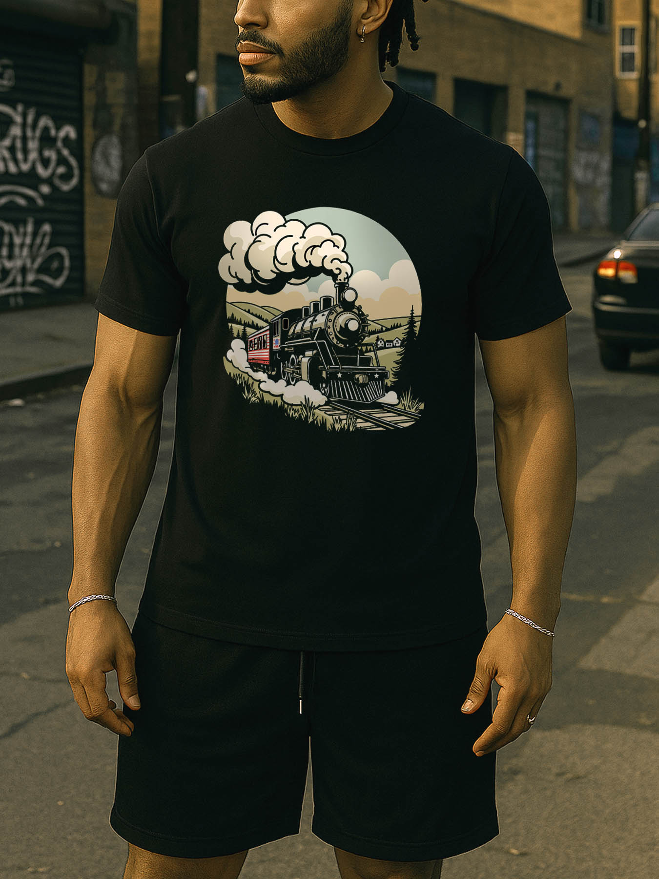 RTTMALL Caribbean Island Beach Casual Printed 100% Cotton Summer T-Shirt for Men, Patriotic American Flag Design