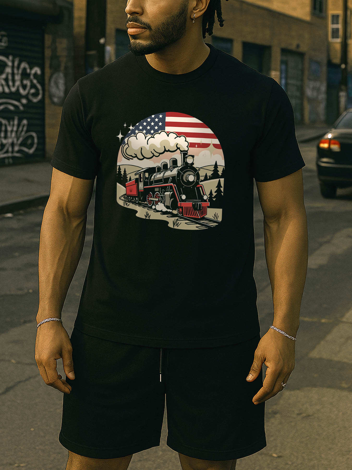 Men's Casual 100% Cotton RTTMALL Printed T-Shirt, Caribbean Island Beach Summer Casual Tee