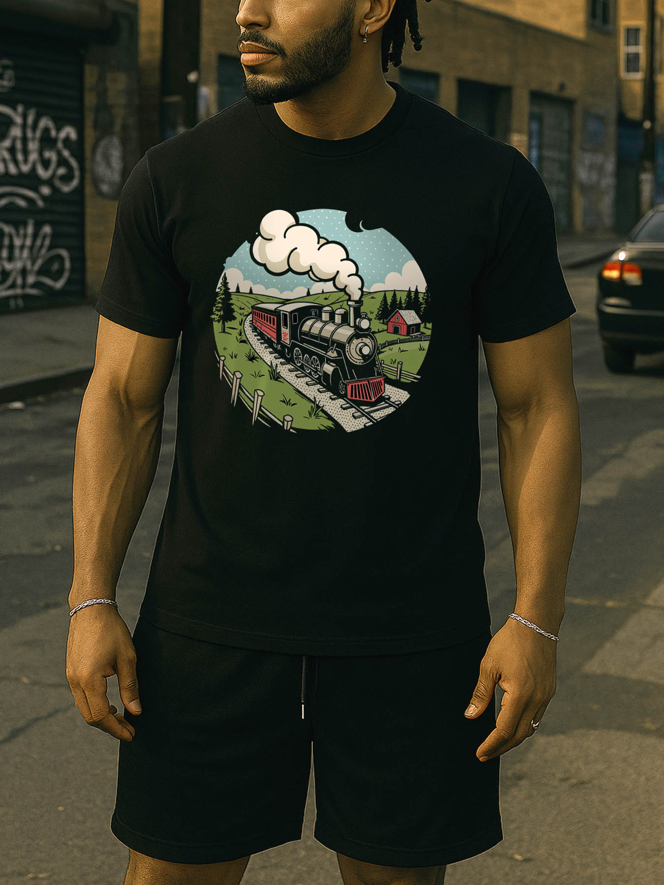 RTTMALL Caribbean Island Beach Casual Printed Cotton T-Shirt for Men, USA Flag Spider Pattern Summer Graphic Tees