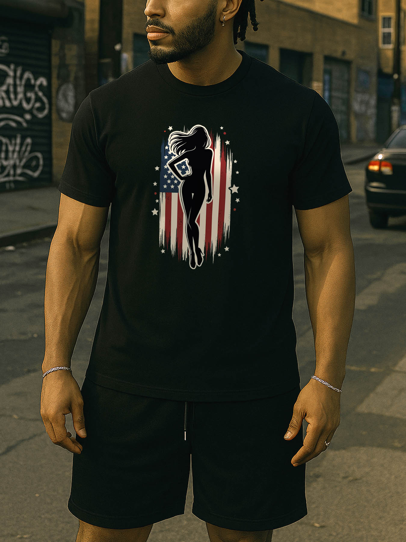 Men's 100% Cotton Casual RTTMALL T-Shirt with Sexy Silhouette & Caribbean Island Beach Prints