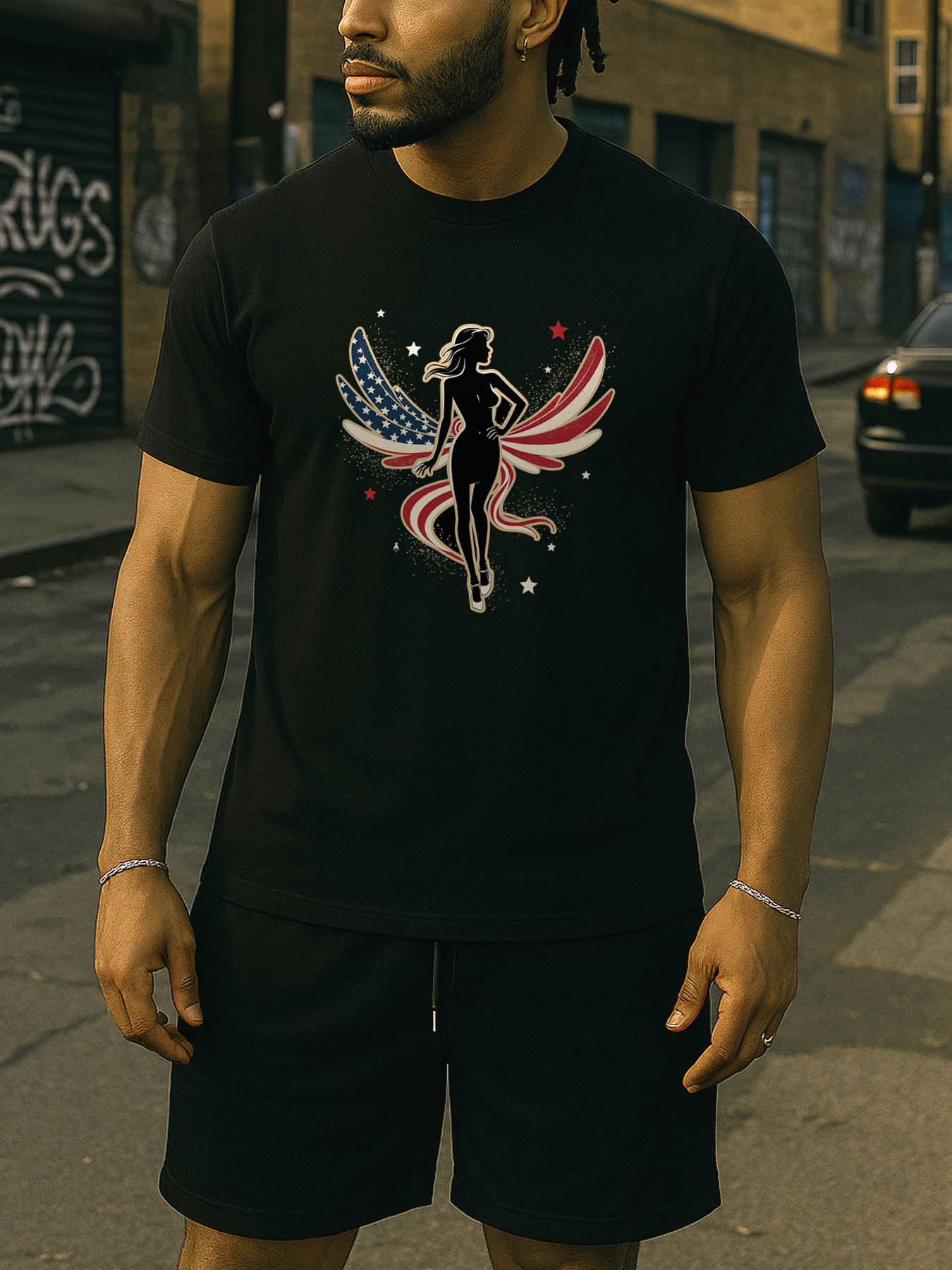 Men's 100% Cotton Casual RTTMALL T-Shirt with Sexy Silhouette & Caribbean Island Beach Prints