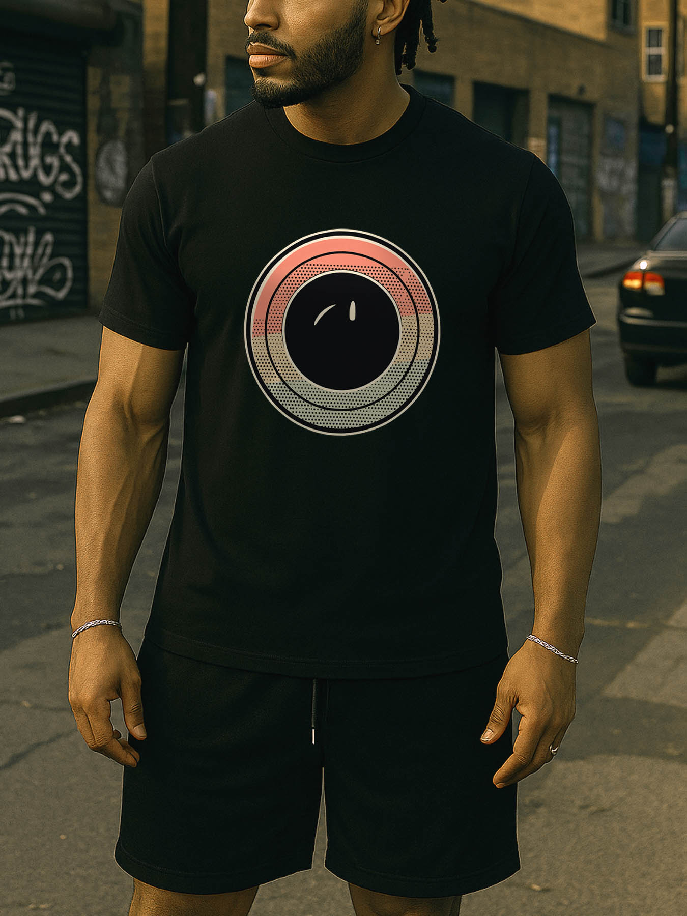 RTTMALL Caribbean Island Beach Casual Printed Men's 100% Cotton T-Shirt with Statue of Liberty & US Flag American Spirit Graphic