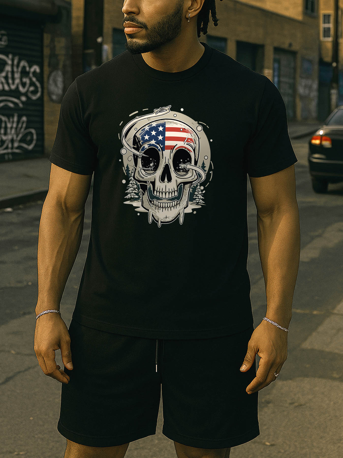 RTTMALL Caribbean Island Beach Casual Printed Cotton T-Shirt with Casual Summer Palm Tree & Coastal Prints for Men