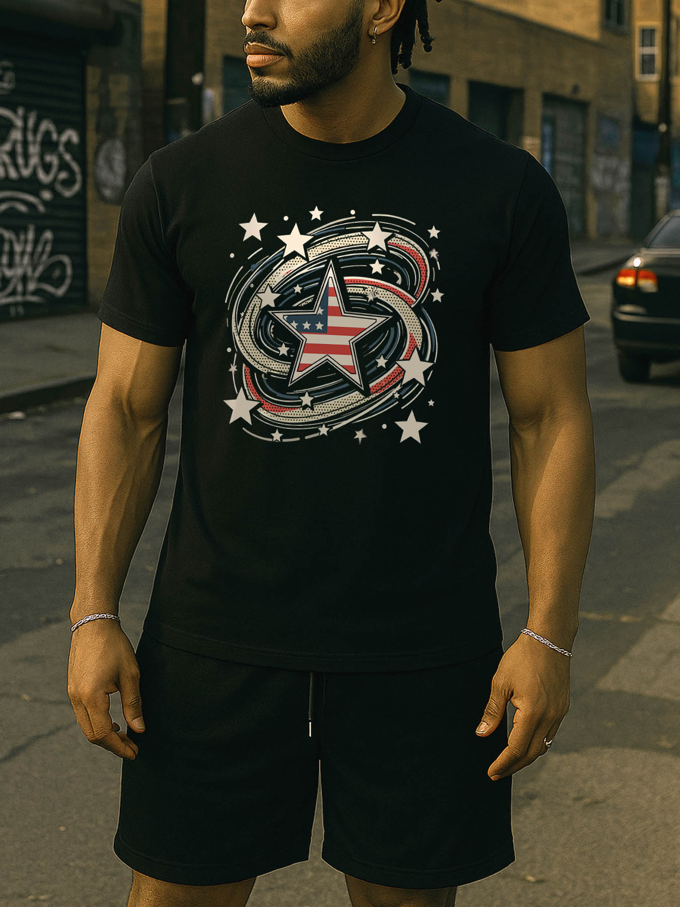 RTTMALL Caribbean Island Beach Casual Printed Cotton T-Shirts for Men with Star Pattern Prints