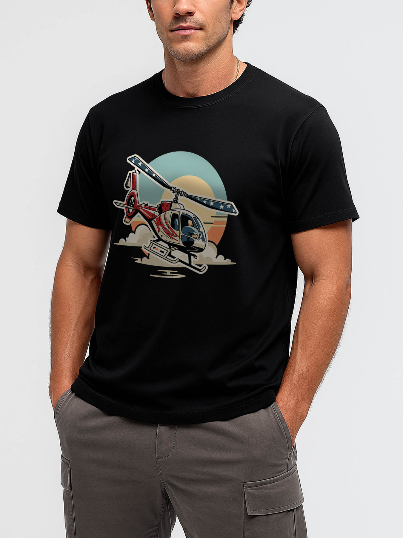 RTTMALL Caribbean Island Beach Printed Cotton T-Shirt for Men, USA Flag Wolf Skull Summer Casual Tee