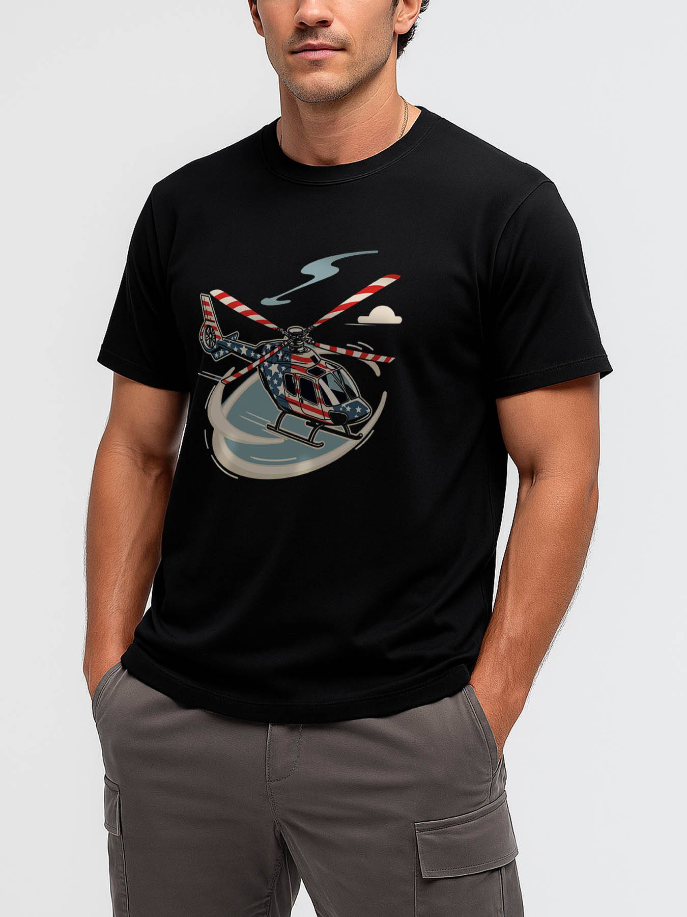 RTTMALL Caribbean Island Beach Casual Printed Cotton T-Shirt with Skull Cow & American Flag Design for Men