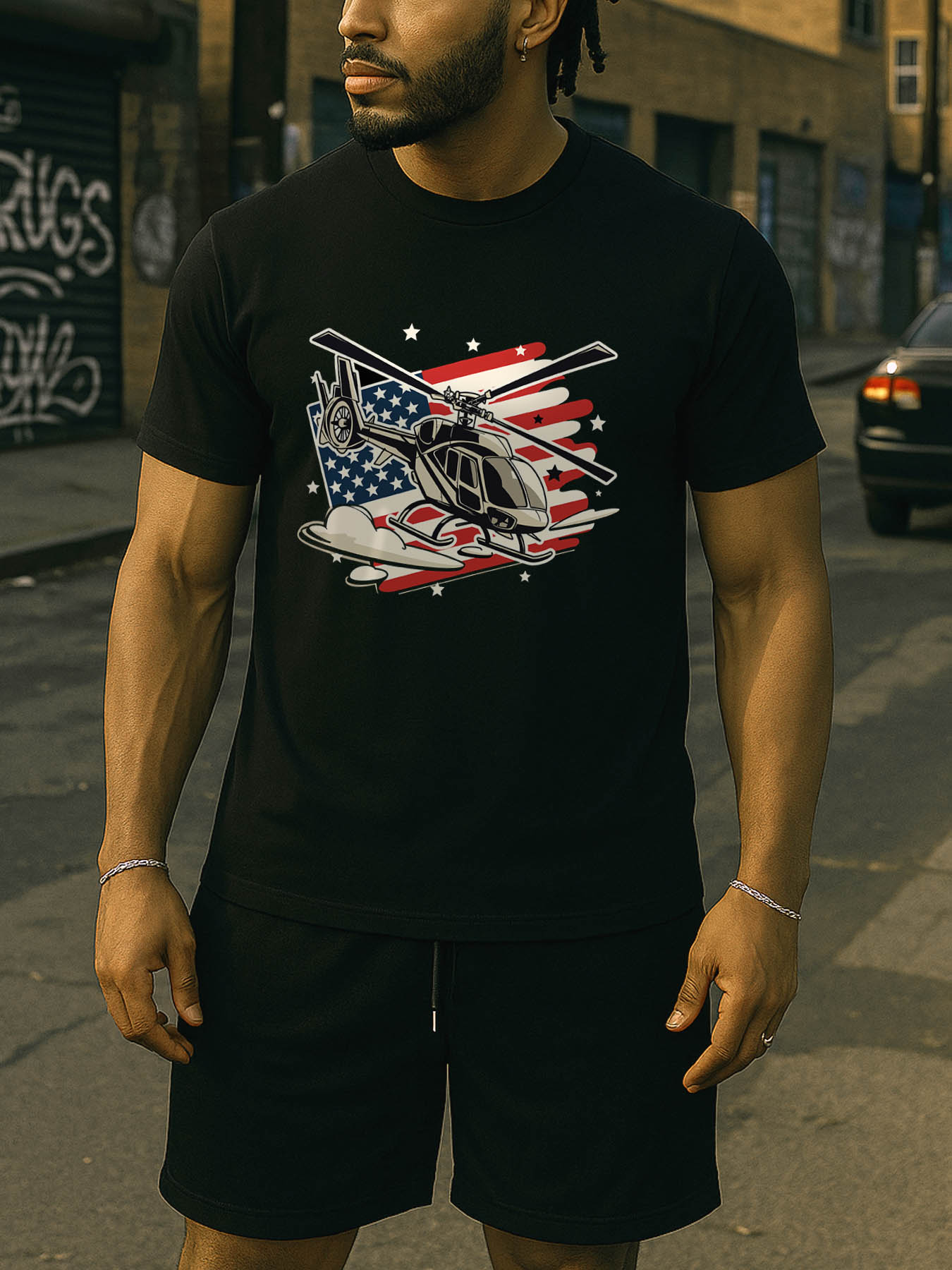 RTTMALL Caribbean Island Beach Printed Cotton Casual T-Shirt for Men with Skull Deer Summer Graphic